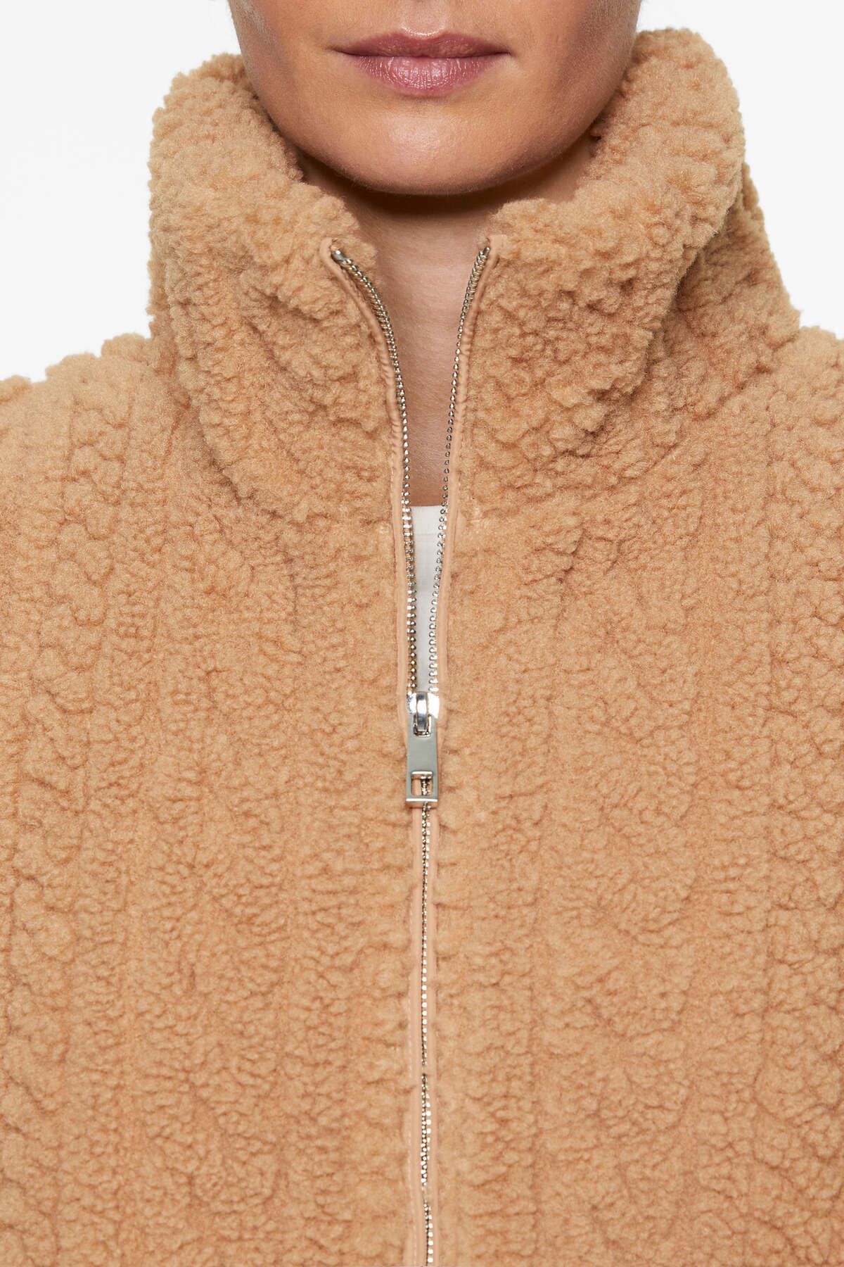 Oysho-Faux Wool Fabric Hair Knitted Jacket - K 12