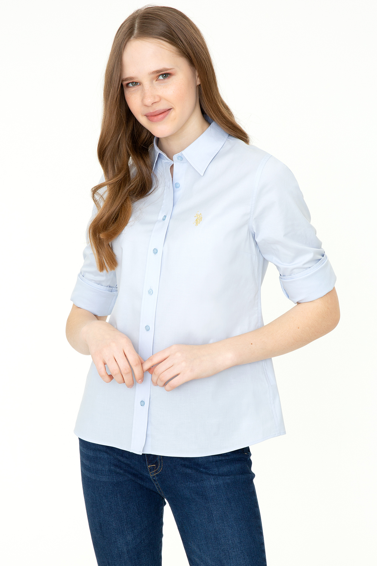 پیراهن بیسیک زنانه آبی روشن آستینبلند 50246462-VR003 — 1