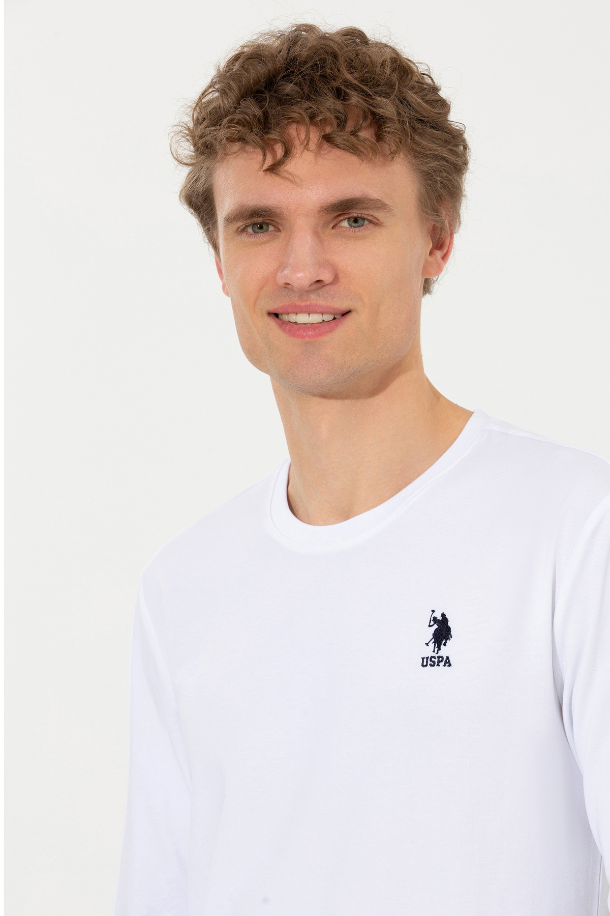 یو اس پولو سویشرت مردانه سفید ساده 50253131-VR013