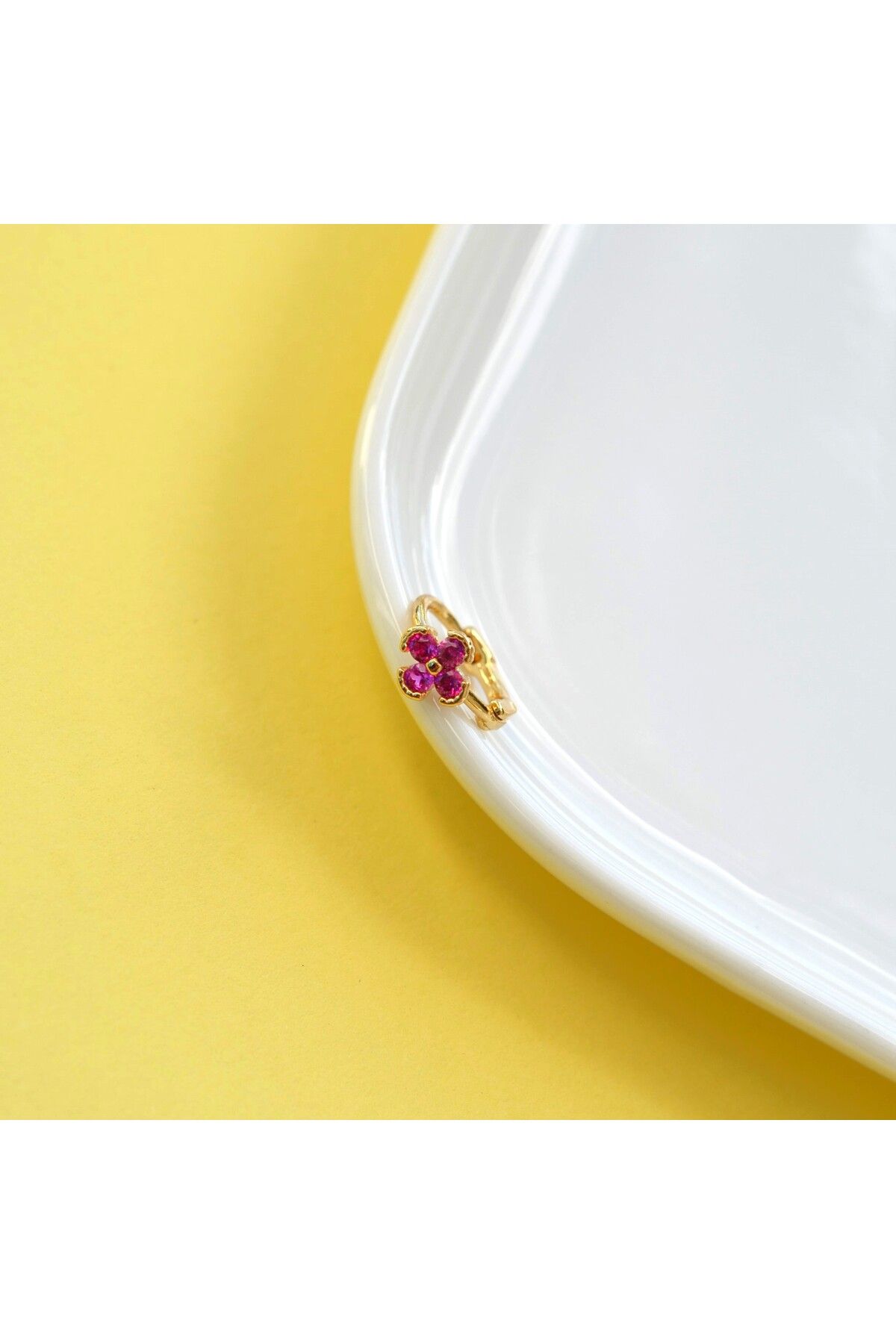 Heppii-Fuchsia Floral Pattern Ring Piercing - Cartilage Forward Helix 2