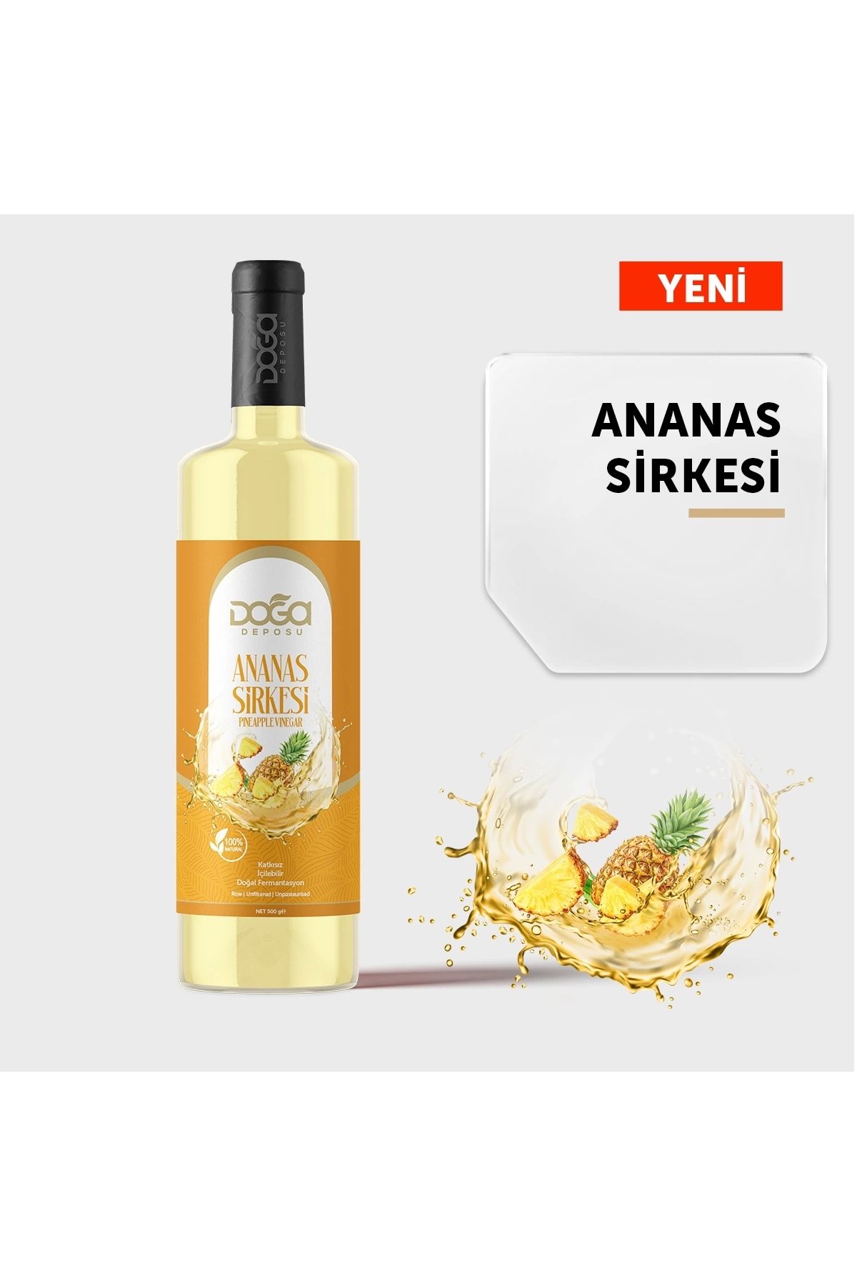 DOĞA DEPOSU Doğal Fermente Ananas Sirkesi - %100 Katkısız, Metabolizma Hızlandırıcı Ve Ödem Atıcı, 500ml