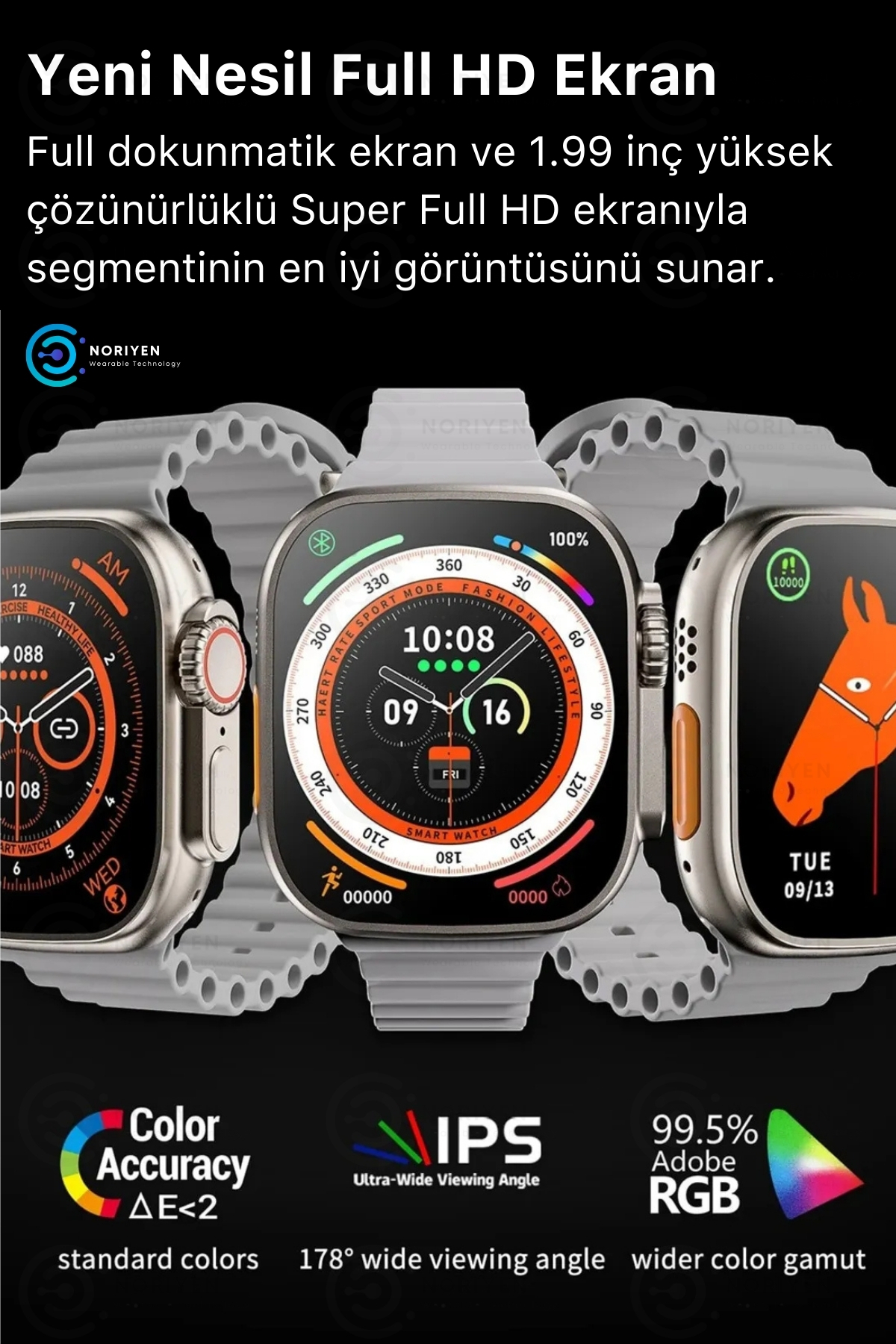 Yeni Nesil Watch 9 7 Kordon Hediyeli 7in1 Spor Sağlık Sensörlü iOS Android Uyumlu Smart Akıllı Saat