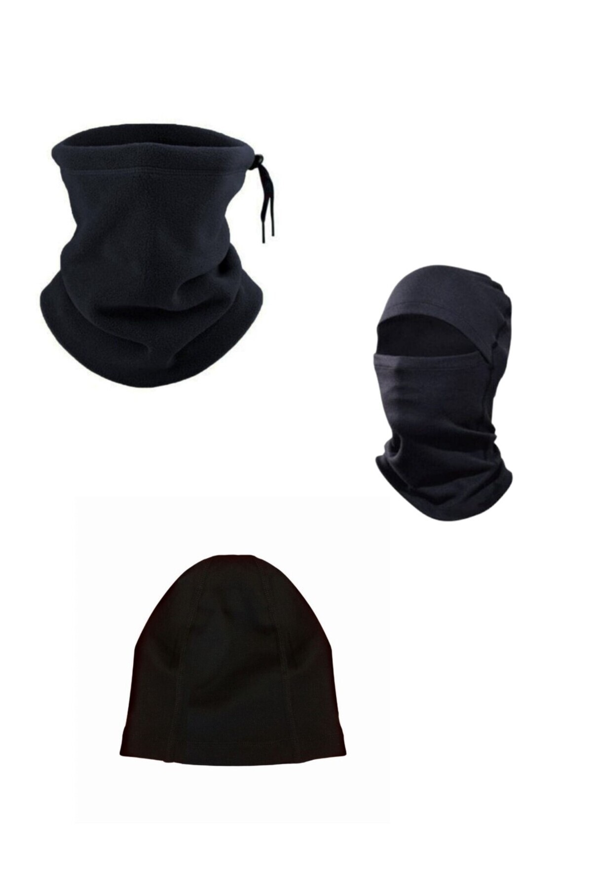 QKK Kadın & Erkek Unisex Siyah Termal Kar Maskesi-Bere-Boyunluk 3'lü Set QB.EUR.EOS.EKT.K.A