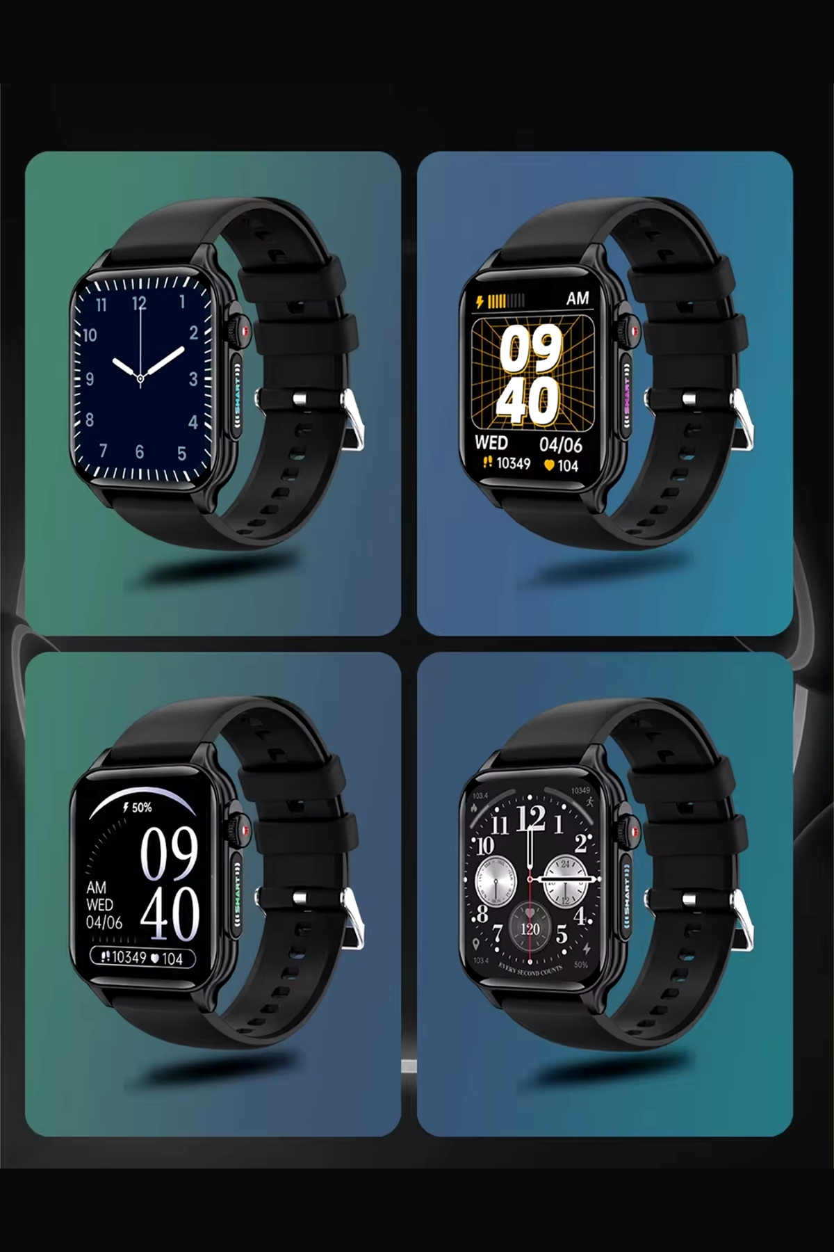 Premium Serisi New Design P6 Fitness Spor Sağlık Sensörlü iOS Android Uyumlu Watch Siyah Akıllı Saat