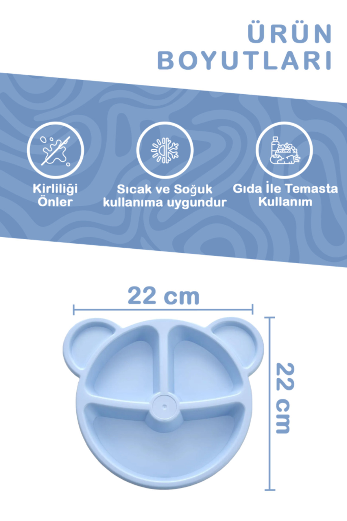 Heredot 3 Bölmeli Mavi Bebek Çocuk Yemek Mama Tabağı Mıt1115 fotoğrafı 2 (önizleme)