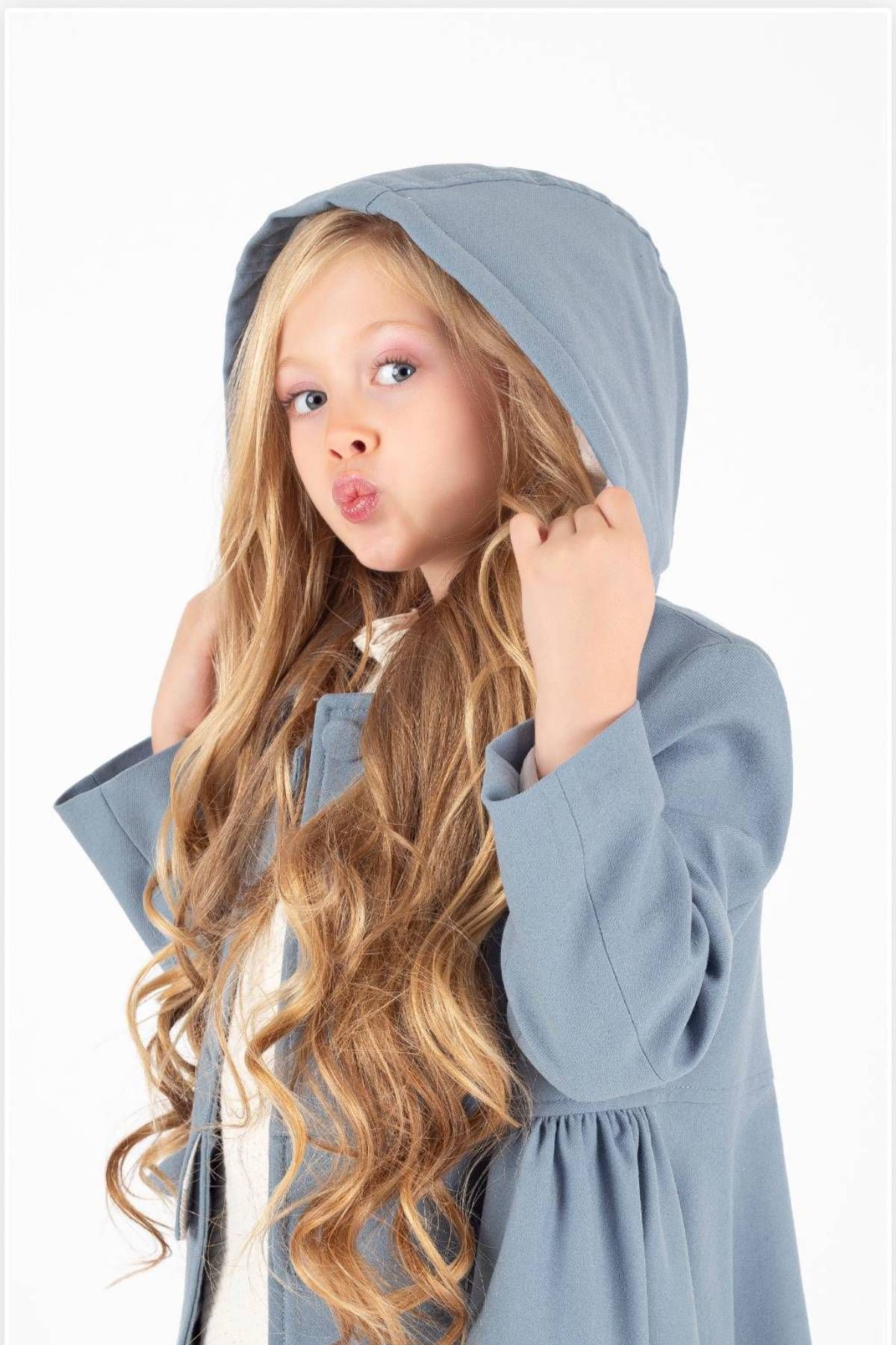 Momikon-Girl's Hooded Frilly Stamped Coat 4