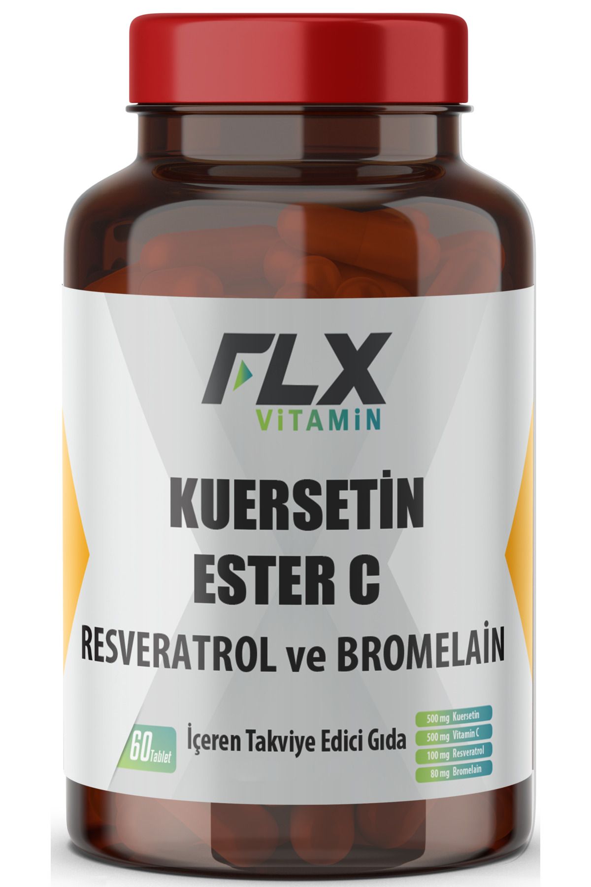 FLX 60 Tablet Quercetin Kuersetin Resveratrol Magnesium Ester C Vitaminini Complex