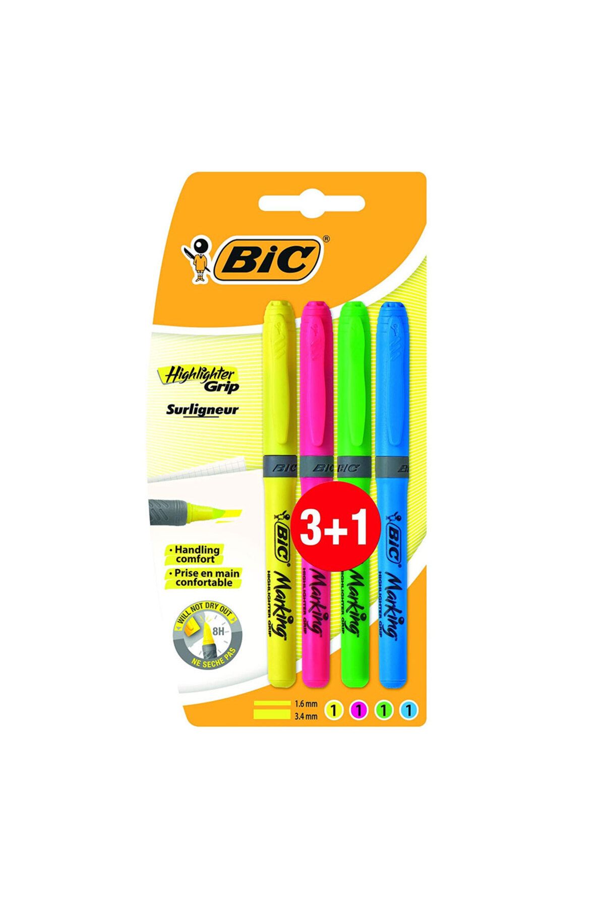 Bic Brite Liner Grip Fosforlu Kalem 3 1 Pk 824757