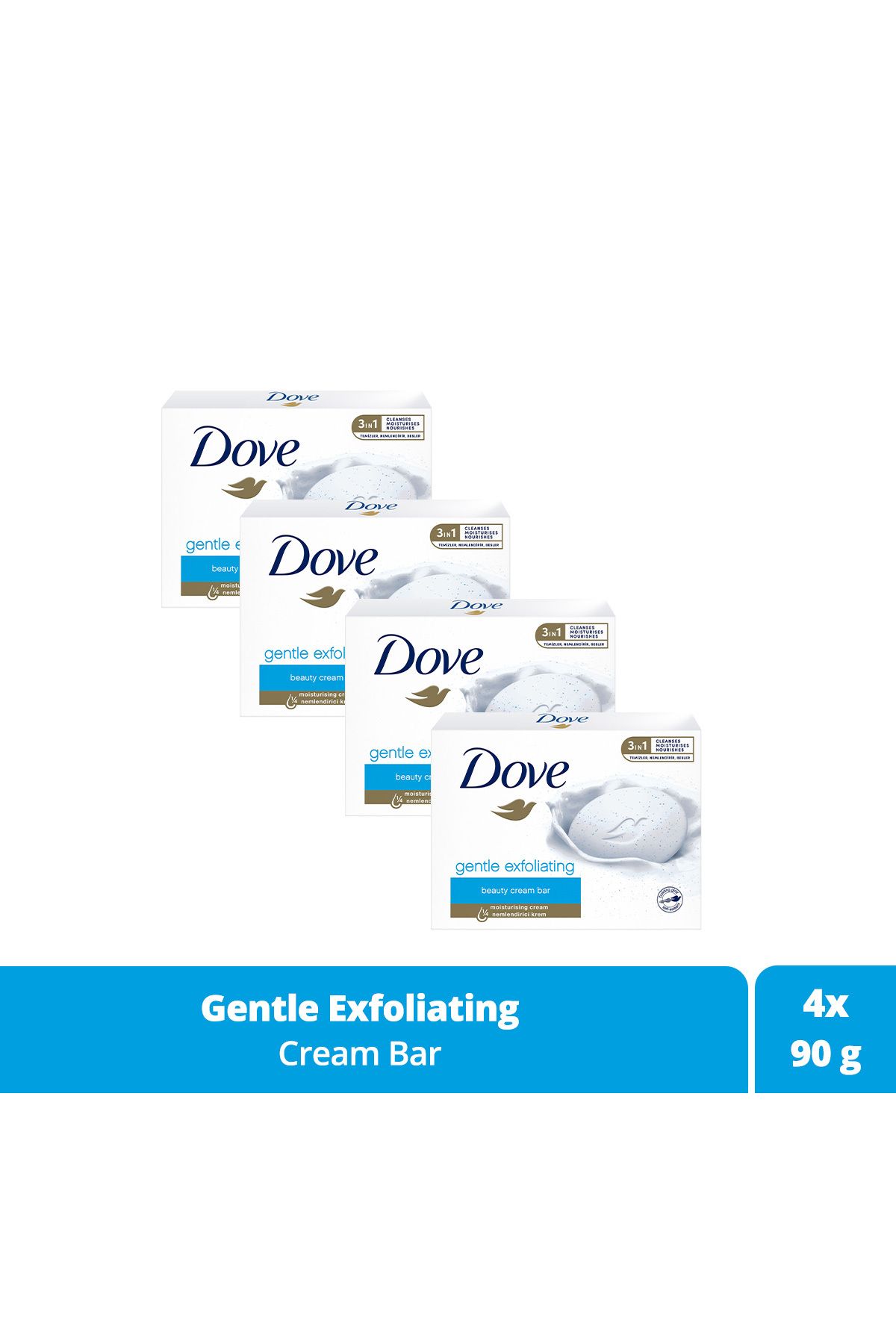 Dove Beauty Cream Bar Katı Güzellik Sabunu Gentle Exfoliating Nemlendirici Etkili 90 G X4 Adet