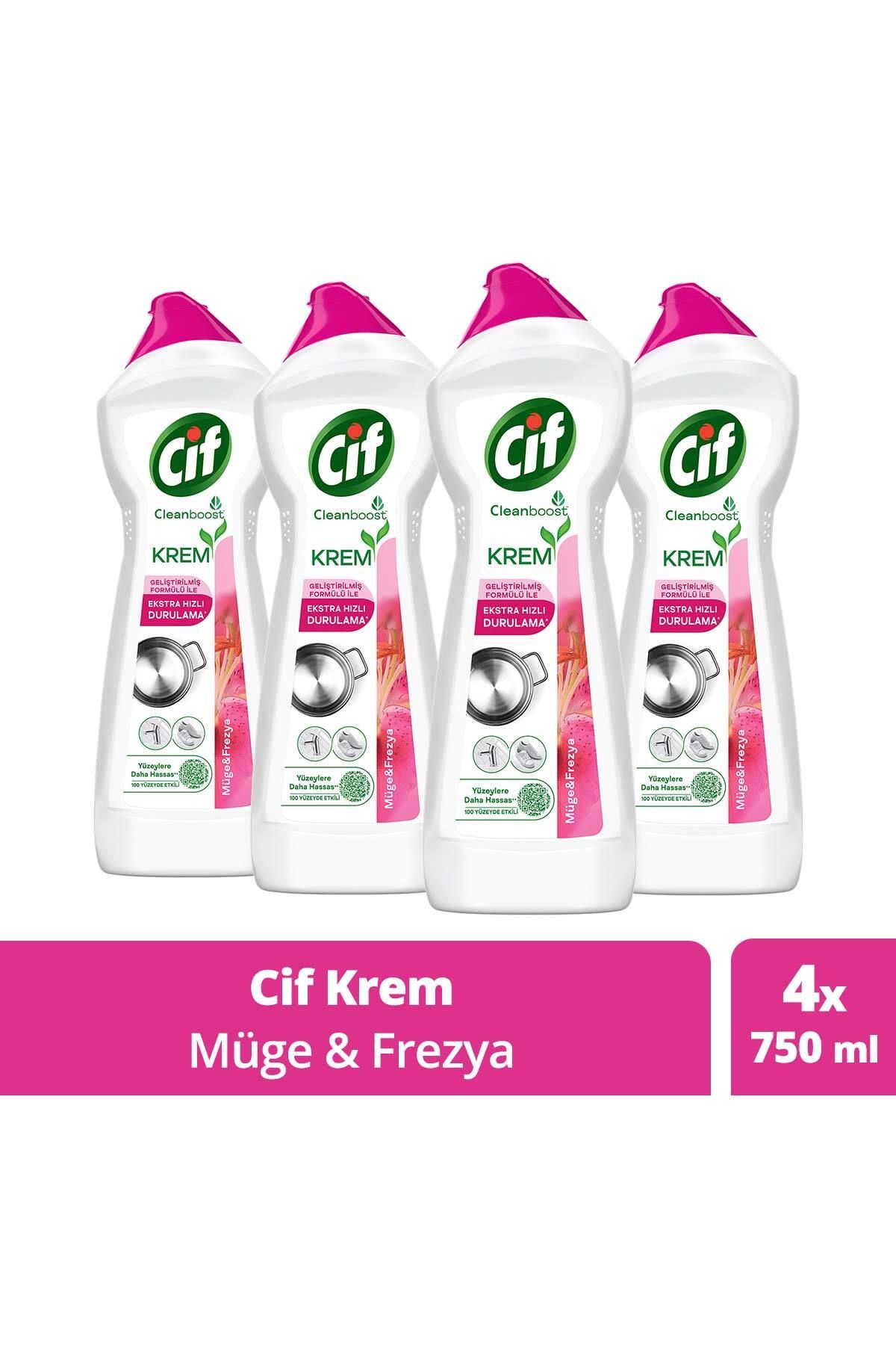 Cif Krem Yüzey Temizleyici Frezya Ve Müge Çiçeği Klor Boya Fosfat Paraben Içermez 750ml 4adet