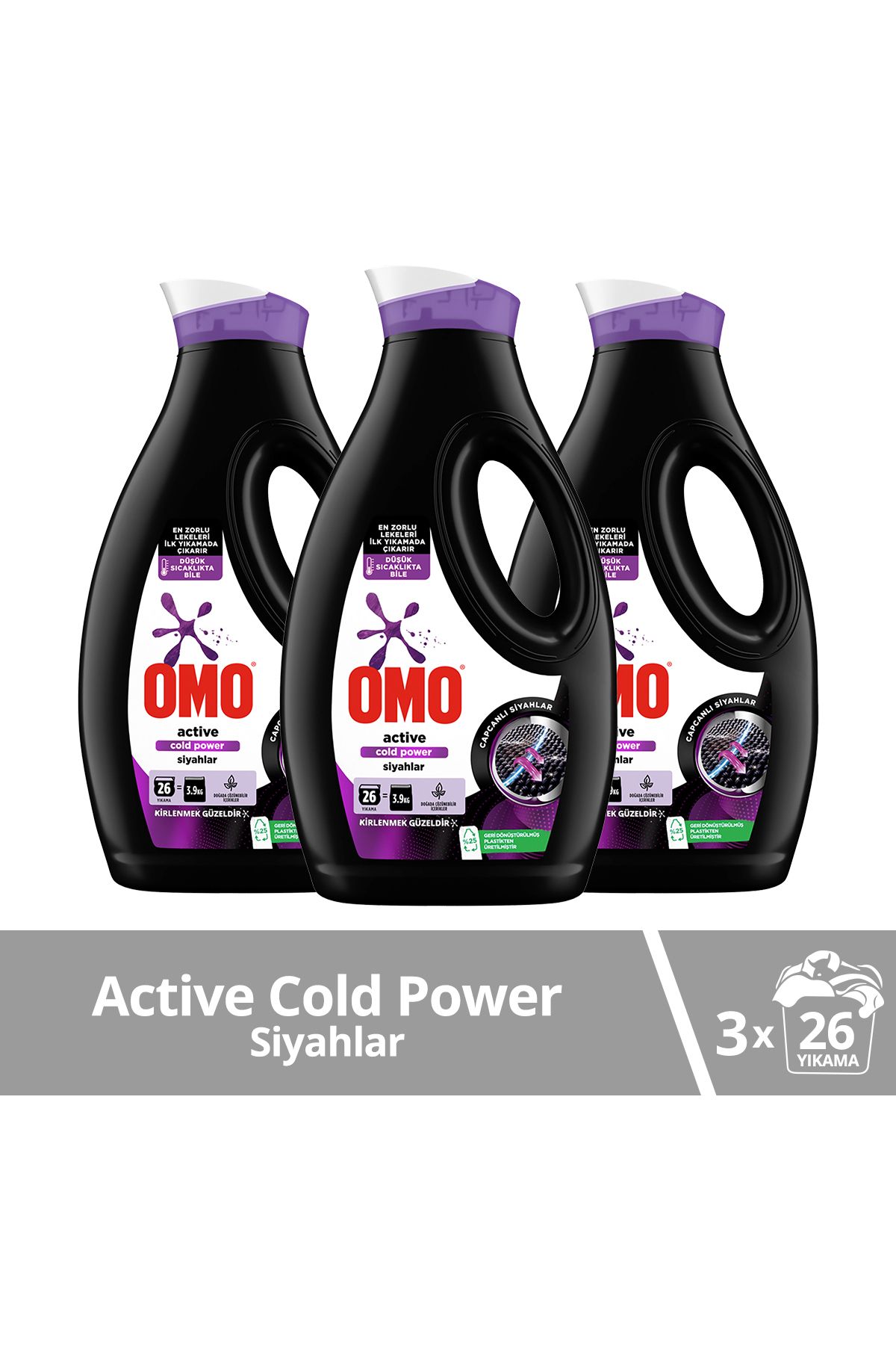 Omo Sıvı Active Cold Power Siyahlar Için Çamaşır Deterjanı 1690 ml X3