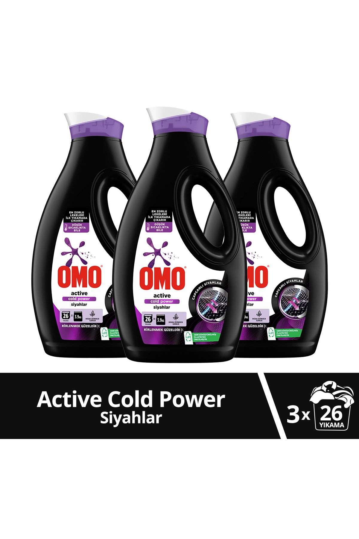 Active Cold Power Siyahlar Için Sıvı Çamaşır Deterjanı 2470 ml X3