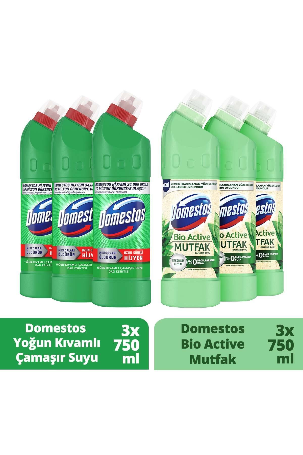 Domestos Çamaşır Suyu Dağ Esintisi 750 ml X3 Çamaşır Suyu Bio Active Mutfak 750 ml X3