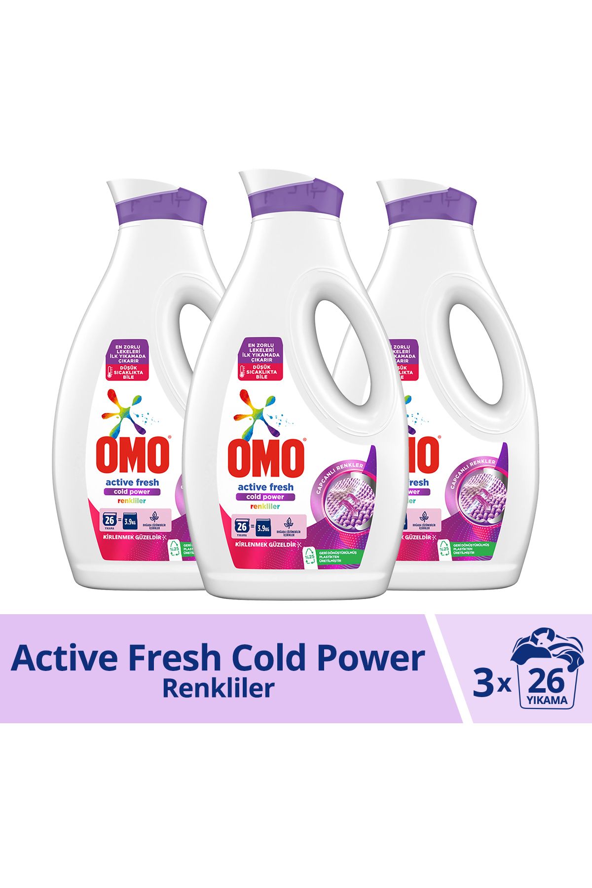 Omo Sıvı Çamaşır Deterjanı Active Fresh Cold Power Renkliler 1960 ml X3