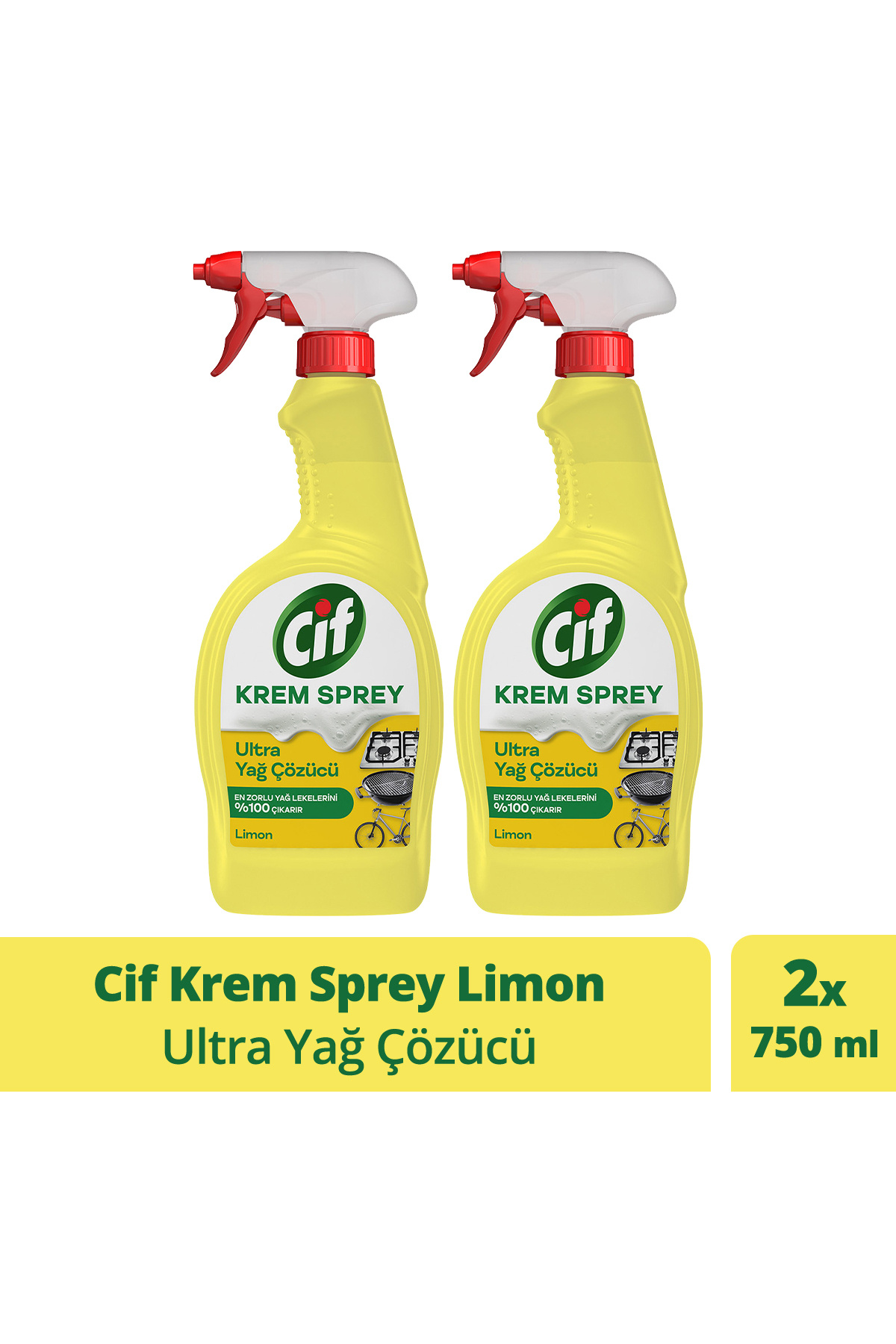 Cif Yüzey Temizleyici Sprey Krem Sprey Ultra Yağ Çözücü 750 Mlx2