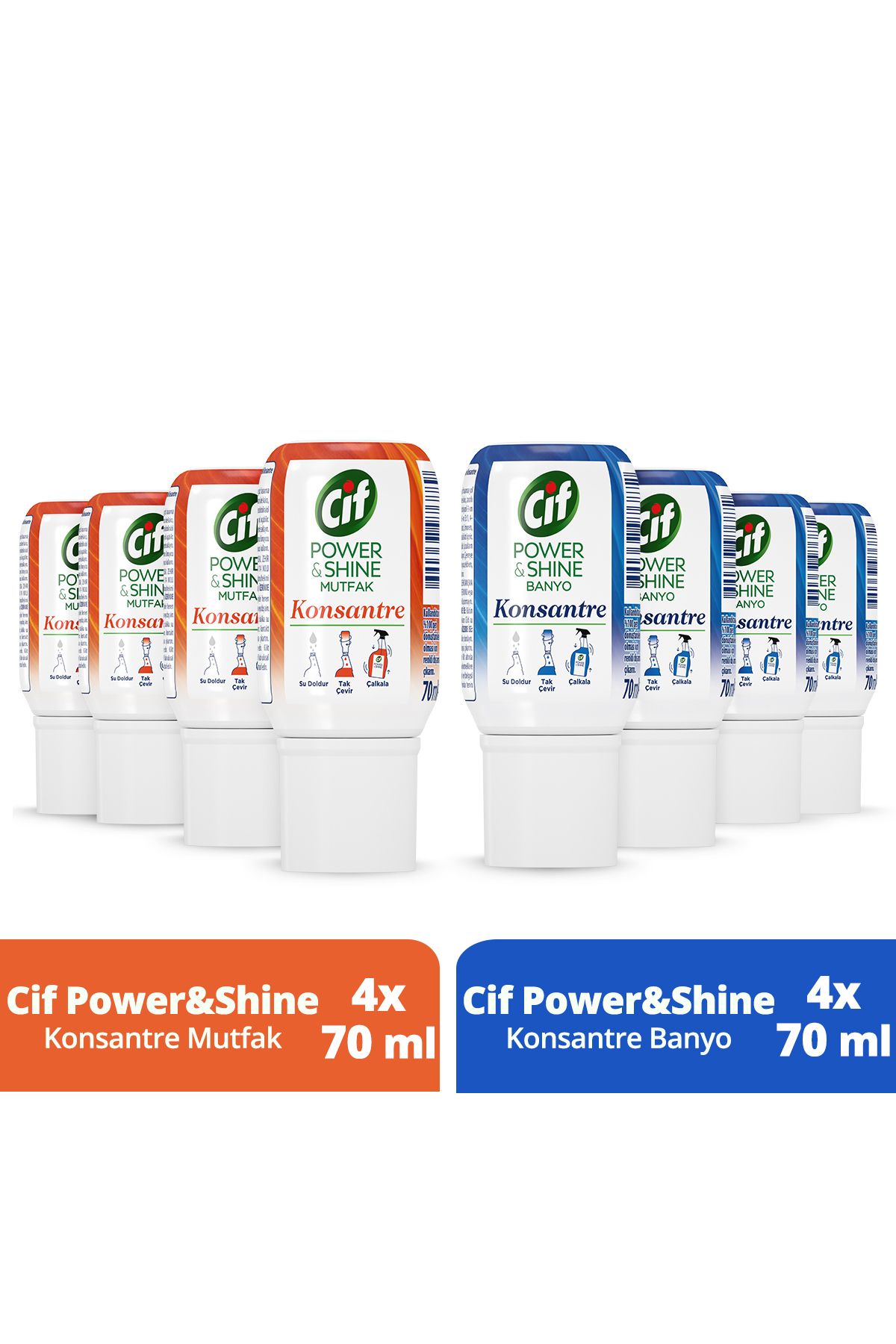 Cif Konsantre Kapsül Mutfak Ve Banyo Temizleyici 10 Kat Konsantre 70ml 4adetre 70 ml X4