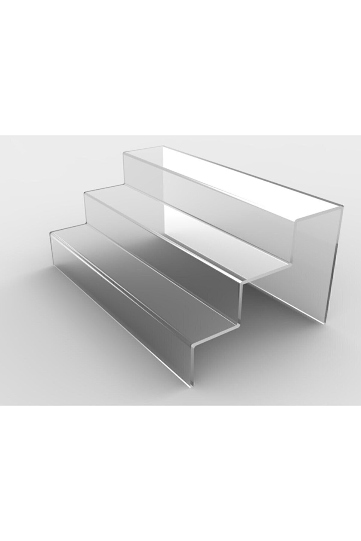 Destek Ayaklı 3 Katlı Merdiven Stand (ŞEFFAF 30CM)