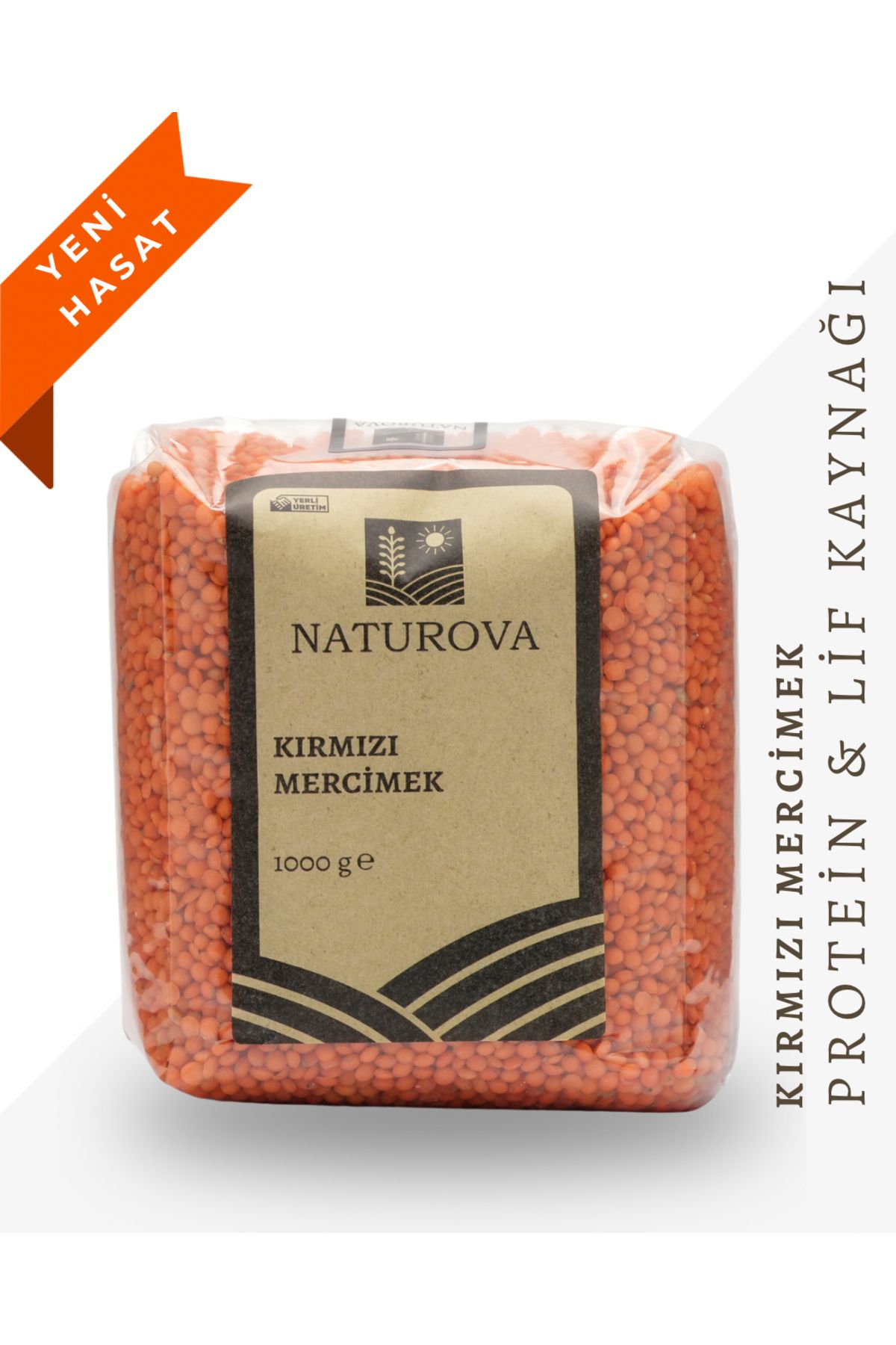 NATUROVA Kırmızı Mercimek 1 Kg - Doğal Tarım, Yerli Tohum