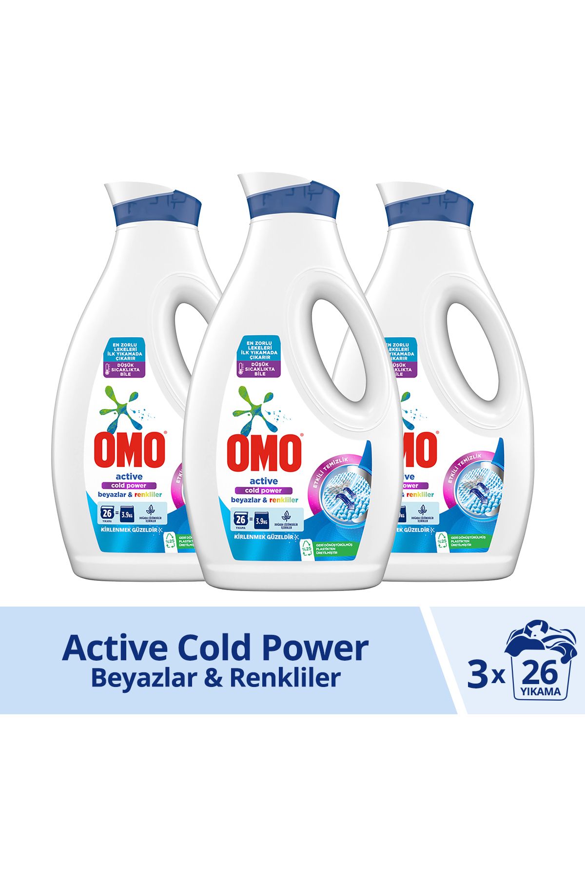 Omo Sıvı Active Cold Power Beyazlar Ve Renkliler Için Çamaşır Deterjanı 1690 ml X3