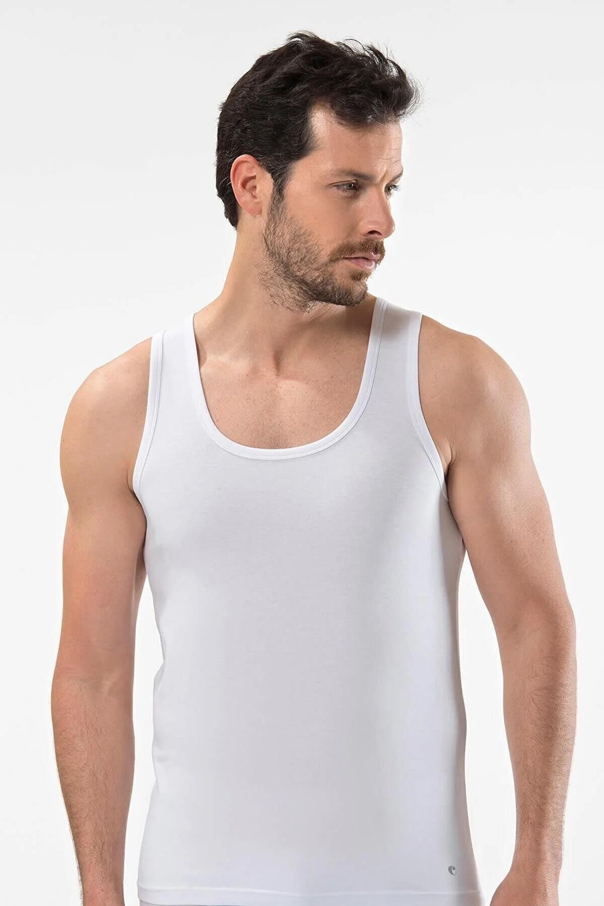 Cacharel 10 Adet Erkek Beyaz Atlet %47modal %47pamuk %6 Likra 1401