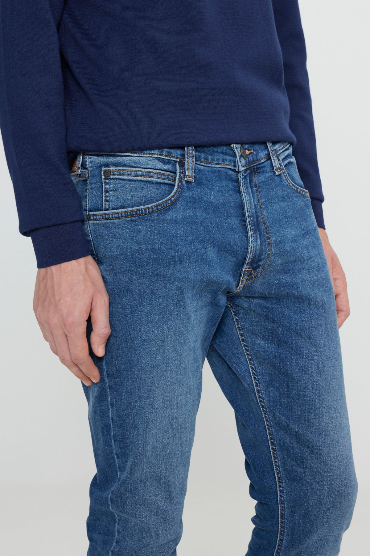 شلوار جین آبی مردانه Luke Slim Fit معمولی کشدار کمر Lee