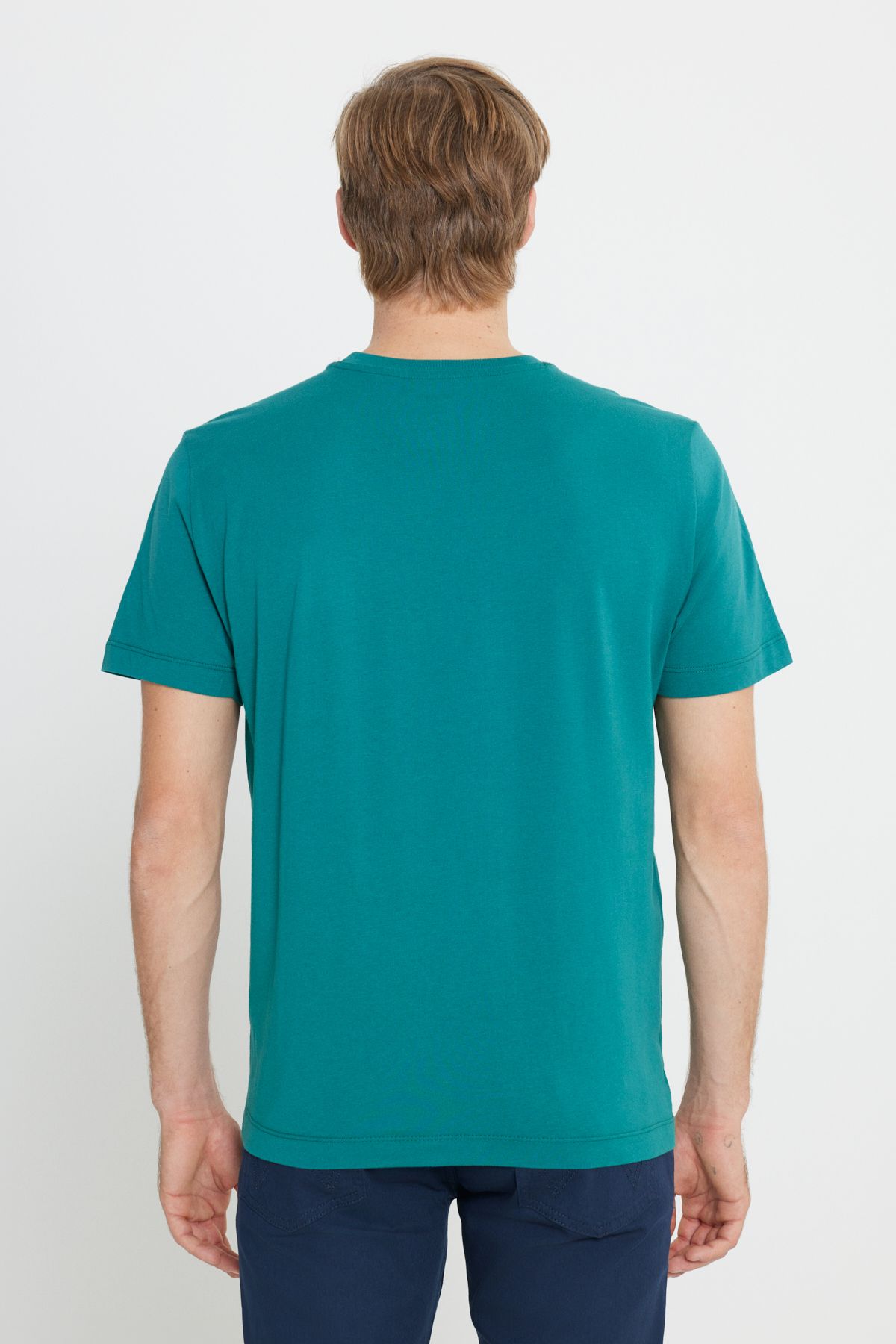 WRANGLER-Tricou verde cu logo minim pentru bărbați, 100% bumbac, cu croiala normală 5
