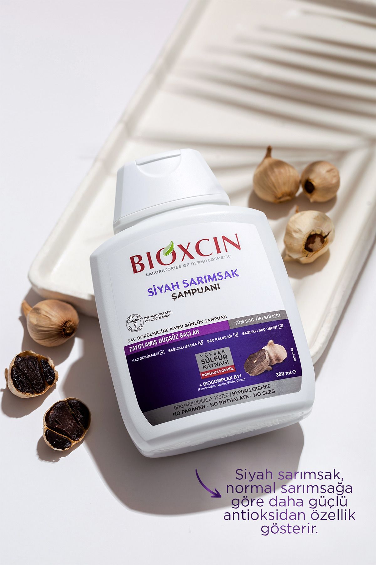 Bioxcin-Șampon negru cu usturoi 300 ml - Șampon împotriva căderii și subțierii părului 8
