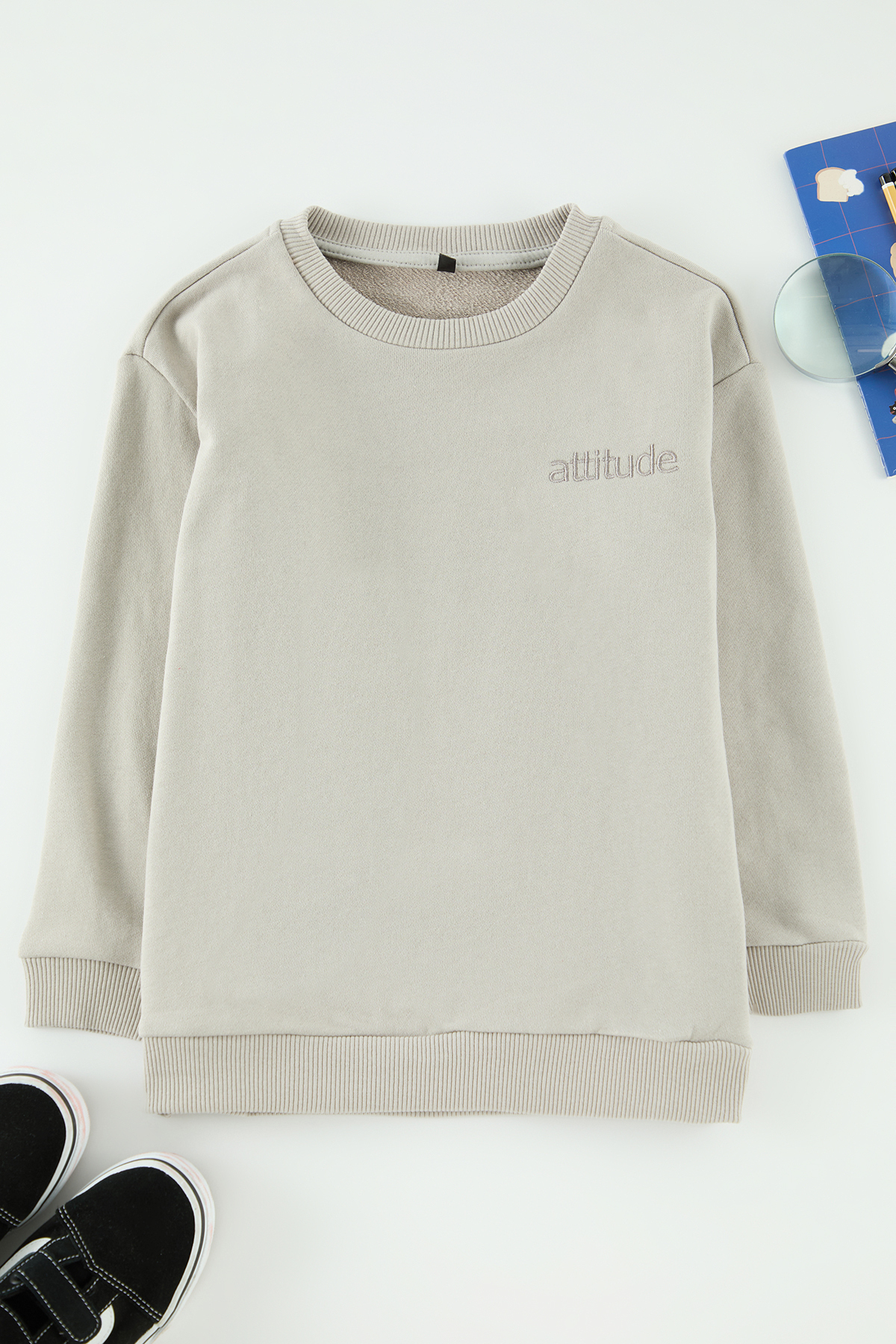 Trendyolmilla  Gri*005 Erkek Çocuk Baba-Oğul Baskılı Örme Mini Me Sweatshirt TKDAW25SW00101 - Görsel 2