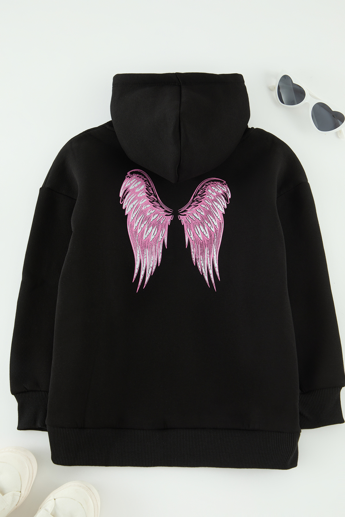 TRENDYOLKIDS-Bedrucktes Mini-Me-Sweatshirt mit Mutter-Tochter-Rücken für Mädchen – Schwarz TKDAW25SW00050 3
