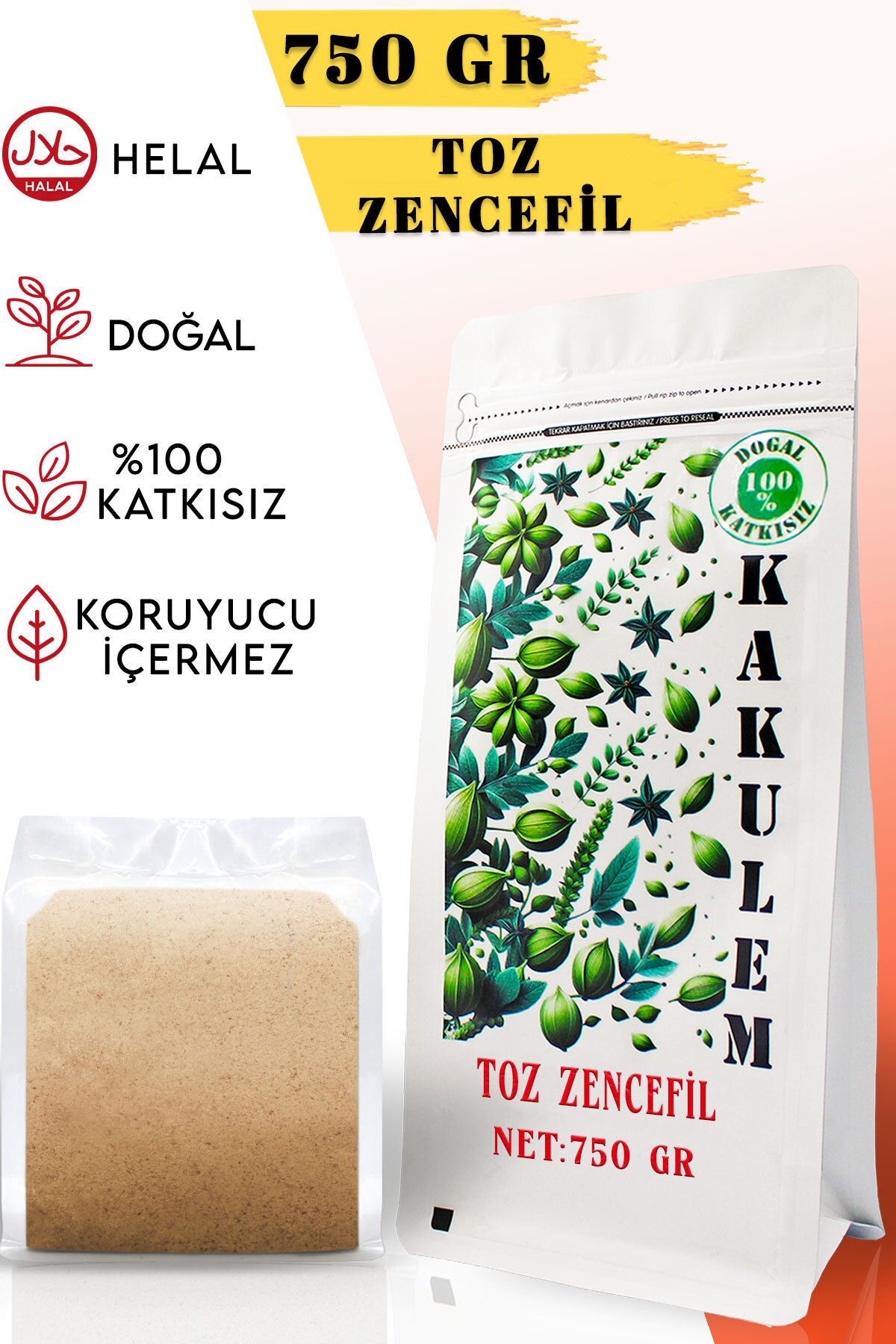 Kakulem Öğütülmüş Toz Zencefil 750 GR