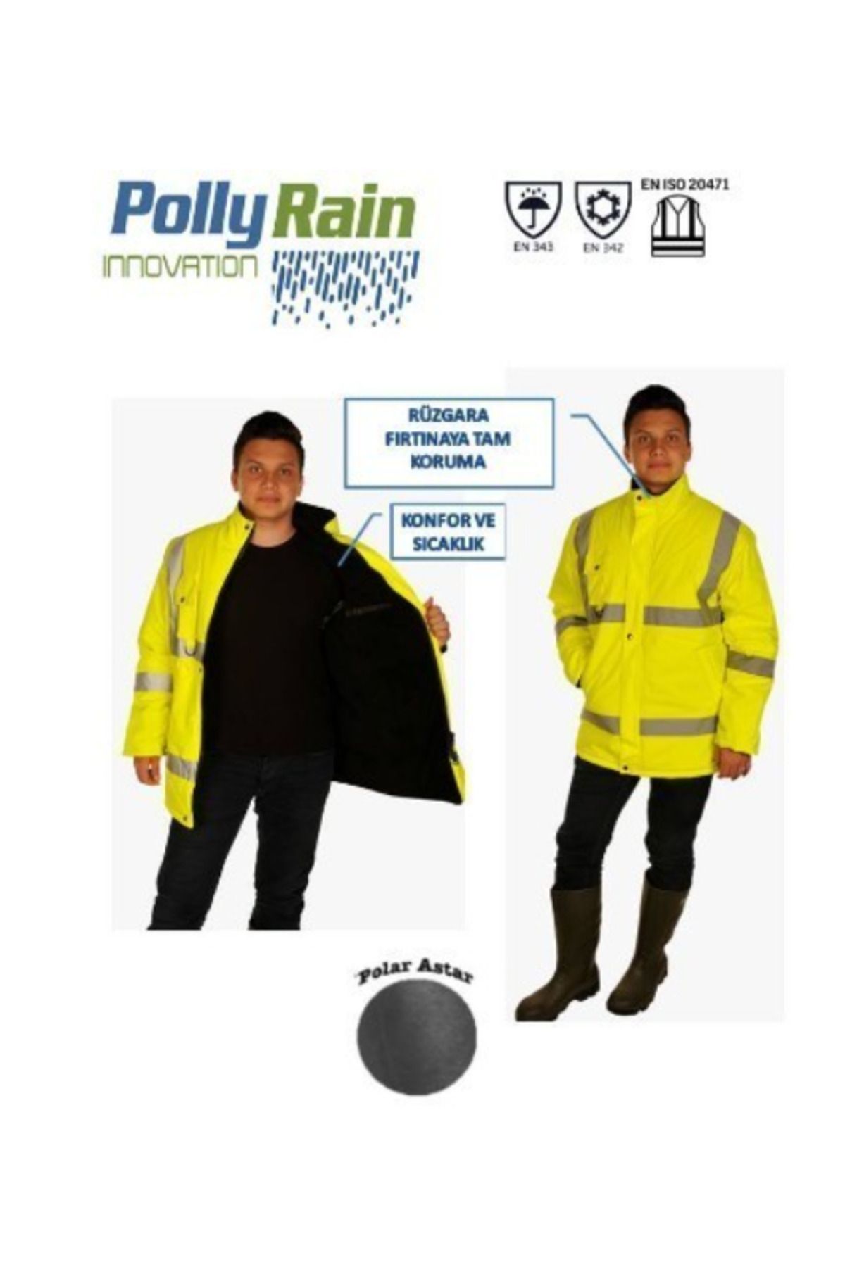 Polly Rain PU Polyester Polar Reflektörlü Yağmurluk