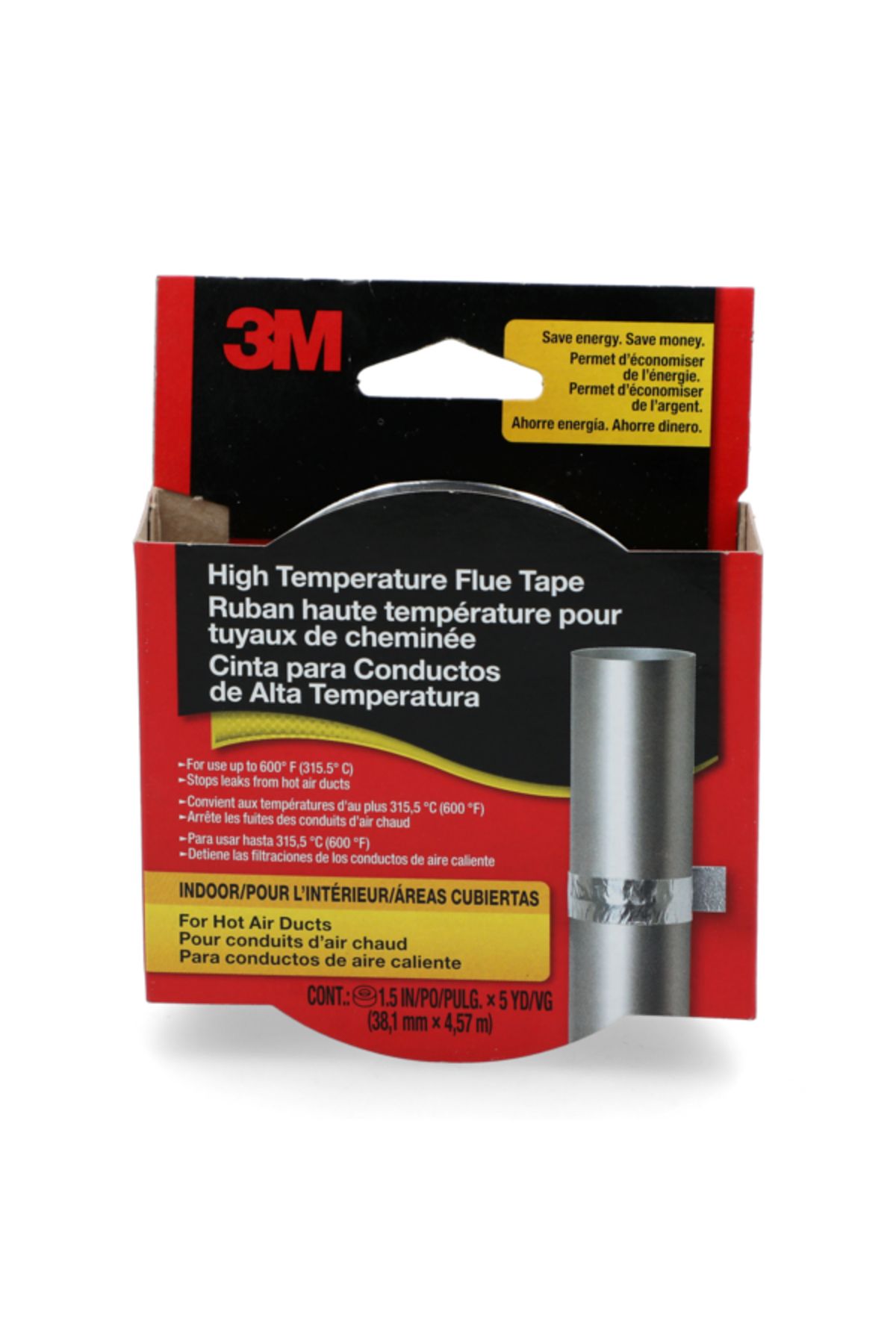 3M-High Temperature Flue Tape for Hot Air Ducts 1.5inch x 5yd 3