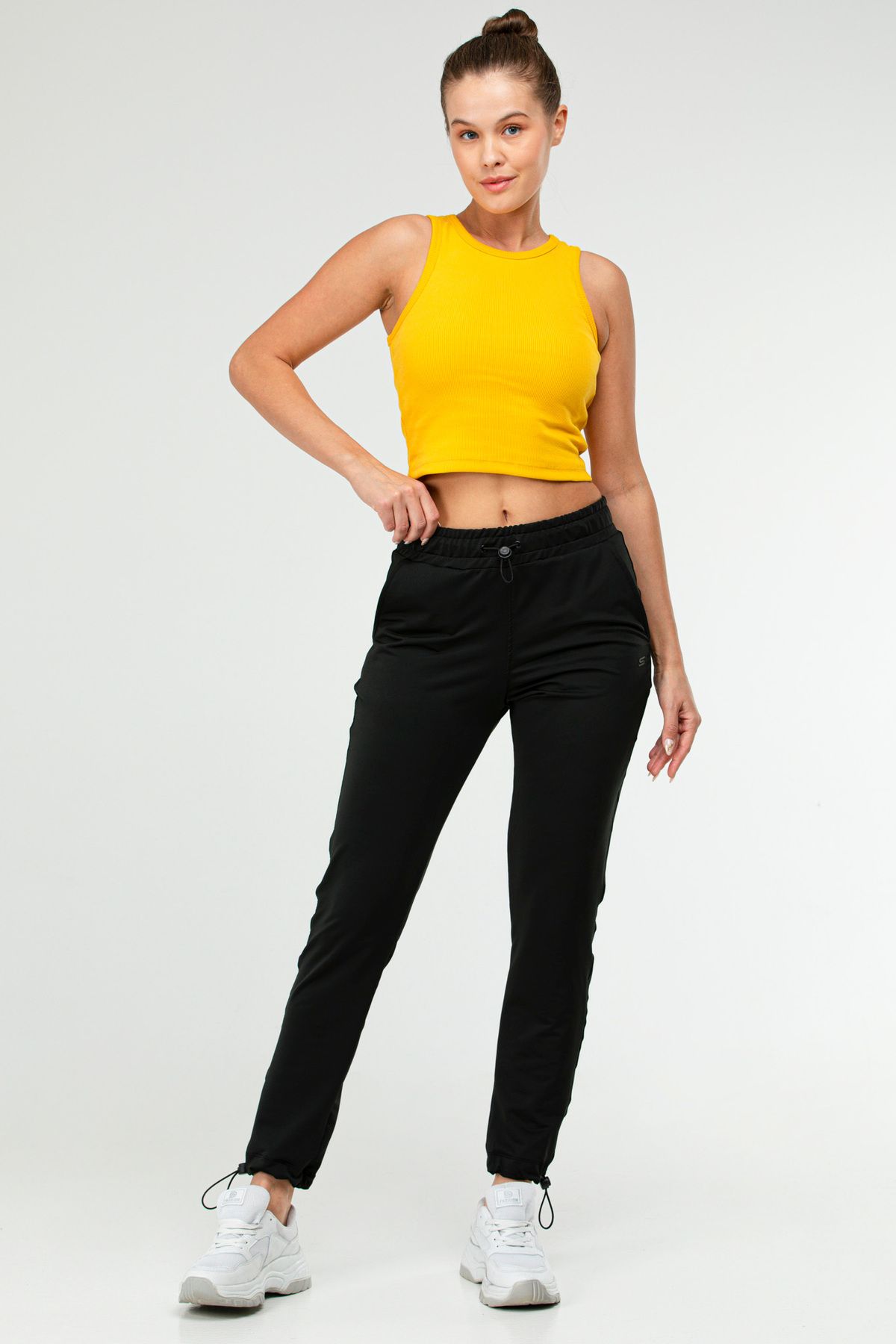 speedlife-Tricou galben Slim Fit din bumbac cu decolteu deschis Crop Top Camisole pentru femei Sf0751 6