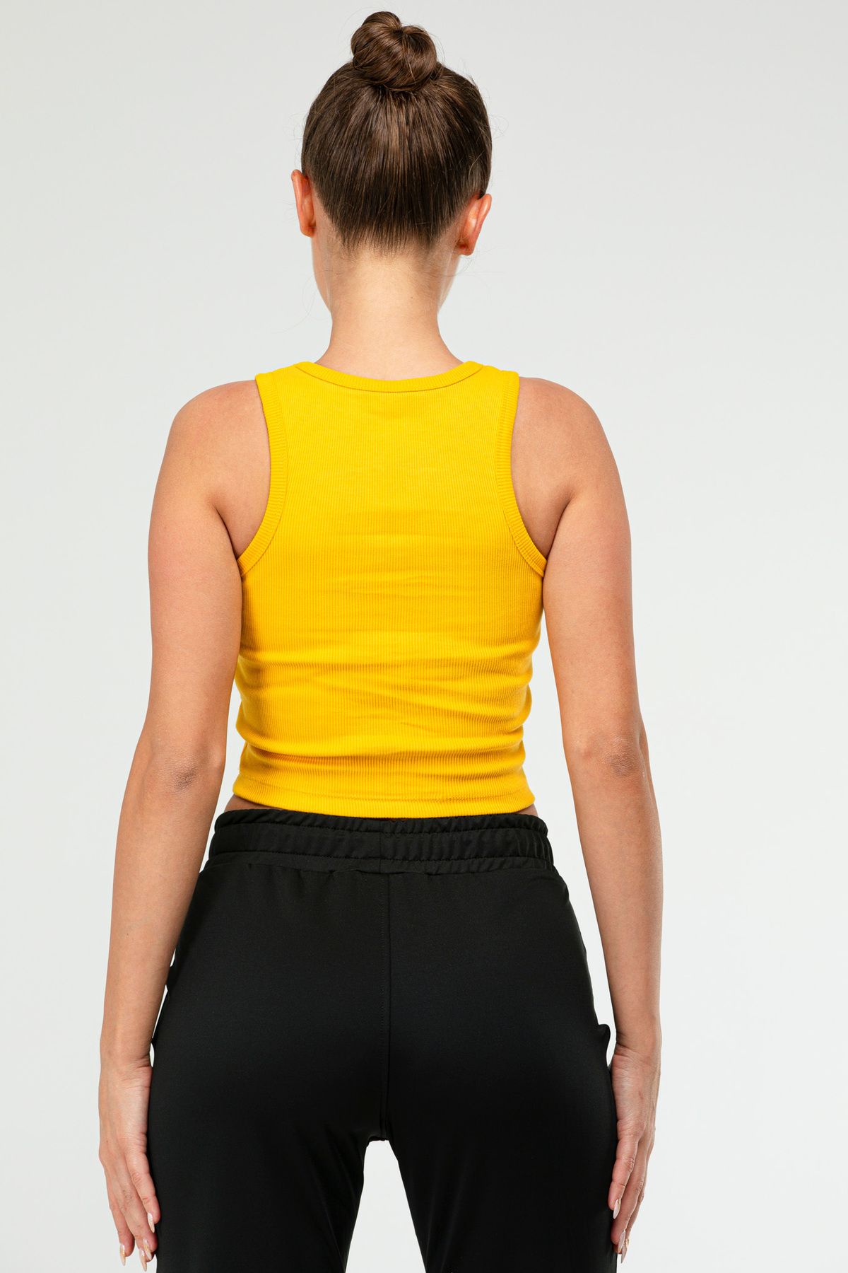 speedlife-Tricou galben Slim Fit din bumbac cu decolteu deschis Crop Top Camisole pentru femei Sf0751 2