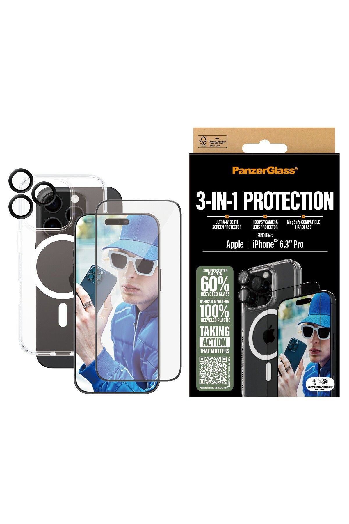 PanzerGlass-iPhone 16 Pro 3 in 1 Bundle Screen & Camera Protector & Case 2