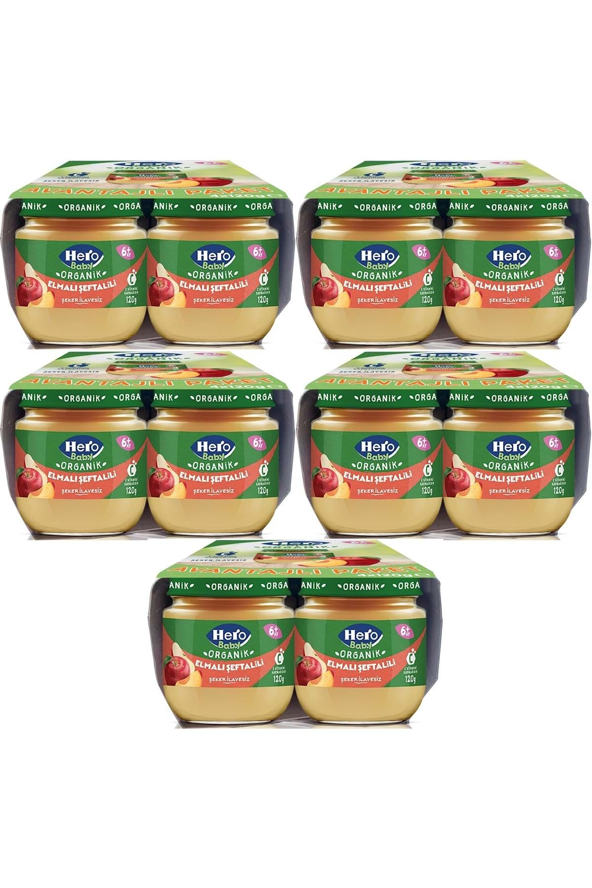 Hero Baby Kavanoz Maması 120GR Avantaj Pk (20 Li Set) Elmalı Şeftalili (5PK*4)