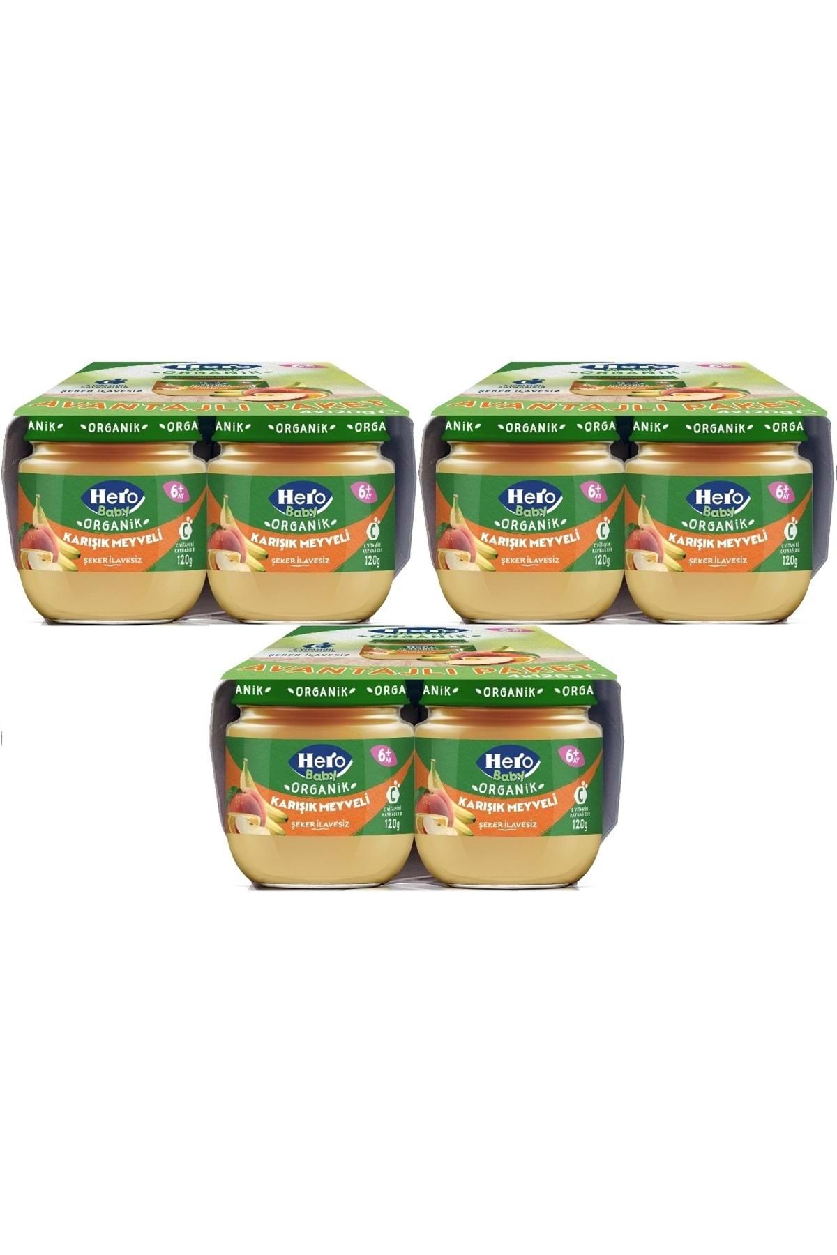 Hero Baby Kavanoz Maması 120GR Avantaj Pk (12 Li Set) Karışık Meyveli (3PK*4)