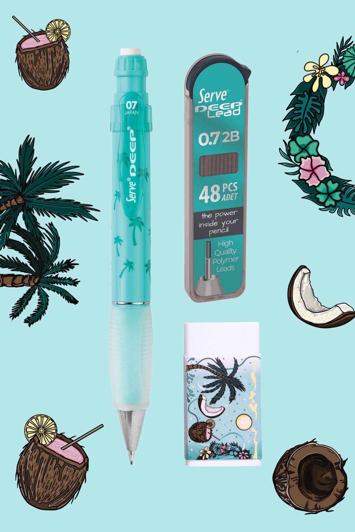 Serve-Gift Set - Notebook, Serve Deep Tip Pen, Eraser, Min 4