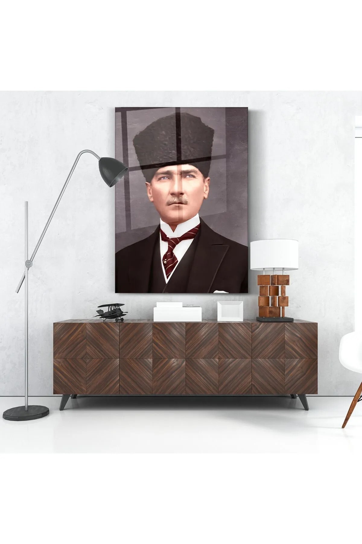 Cam Tablo - Mustafa Kemal ATATÜRK Portresi - Duvar tablosu - Duvar dekorasyonu - Ofis dekor - DK
