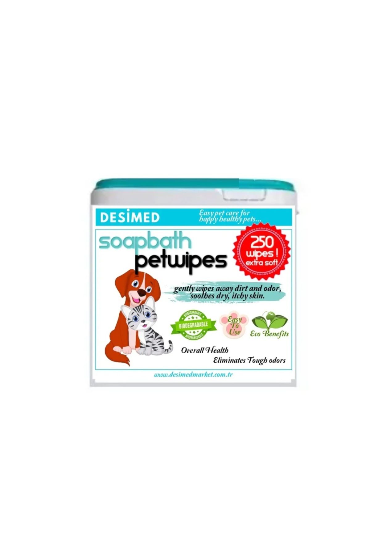 DESİMED Kedi Köpek Temizlik Mendili Pet Wipes 250 Yaprak