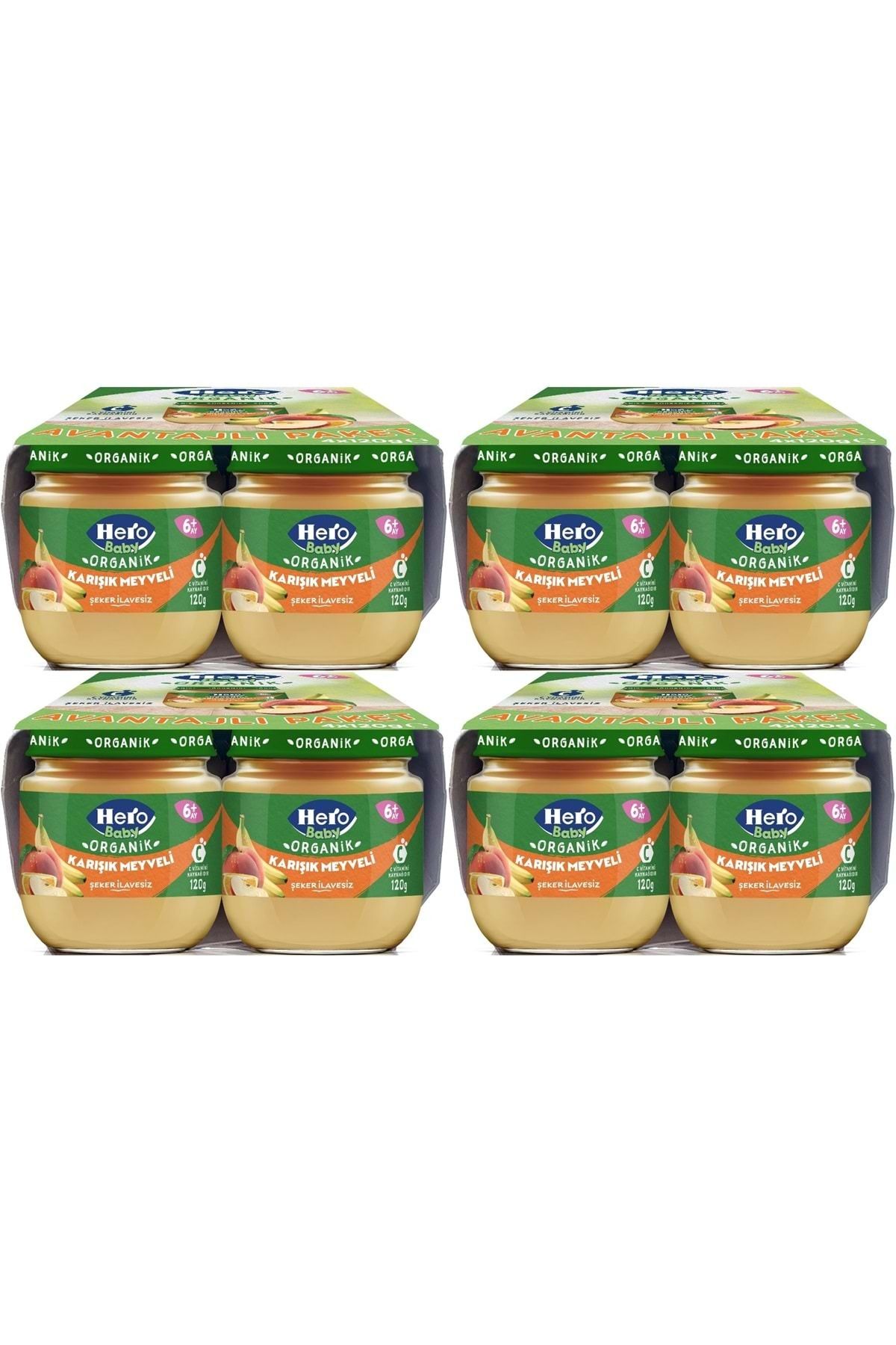 Hero Baby Kavanoz Maması 120GR Avantaj Pk (16 Lı Set) Karışık Meyveli (4PK*4)