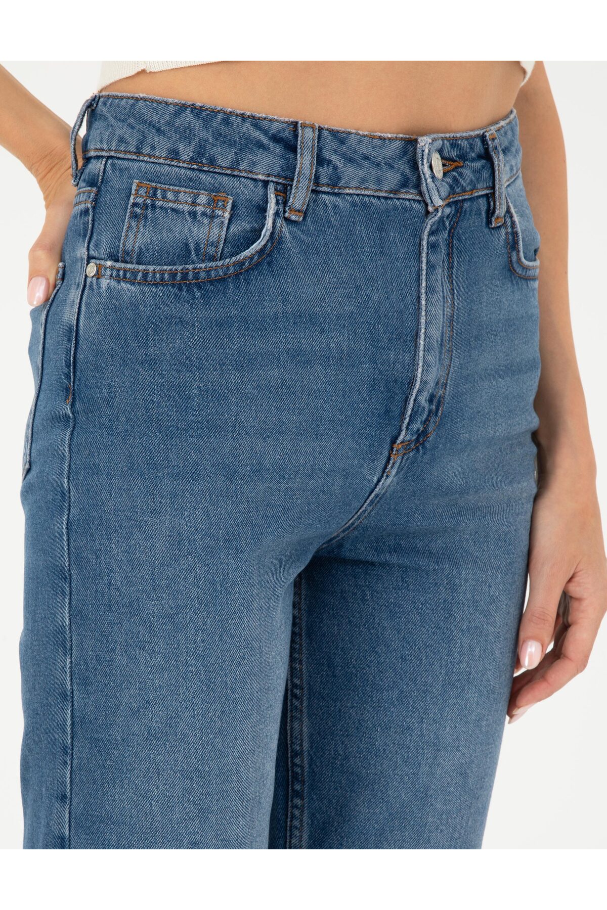 Pierre Cardin  Mavi Mom Fit Jean Pantolon 50292478-VR036 - Görsel 6