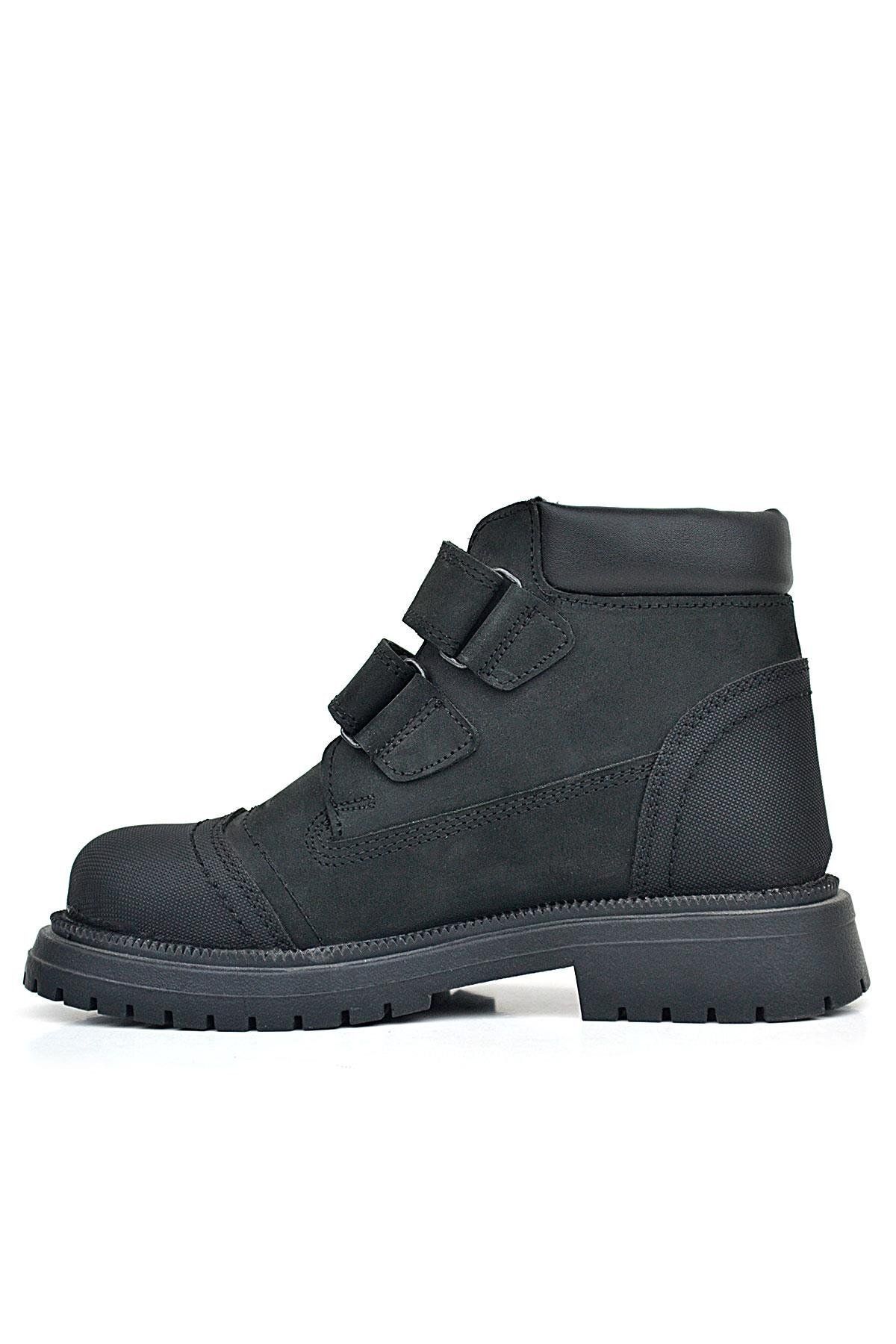 Rakerplus-Genuine Leather Black Nubuck Velcro Boys' Boots 4