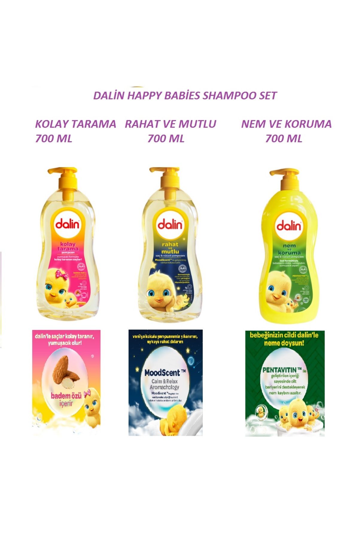 Dalin DALİN MUTLU BEBEKLER ŞAMPUAN SETİ , HAPPY BABİES SHAMPOO SET , 700 ml x 3