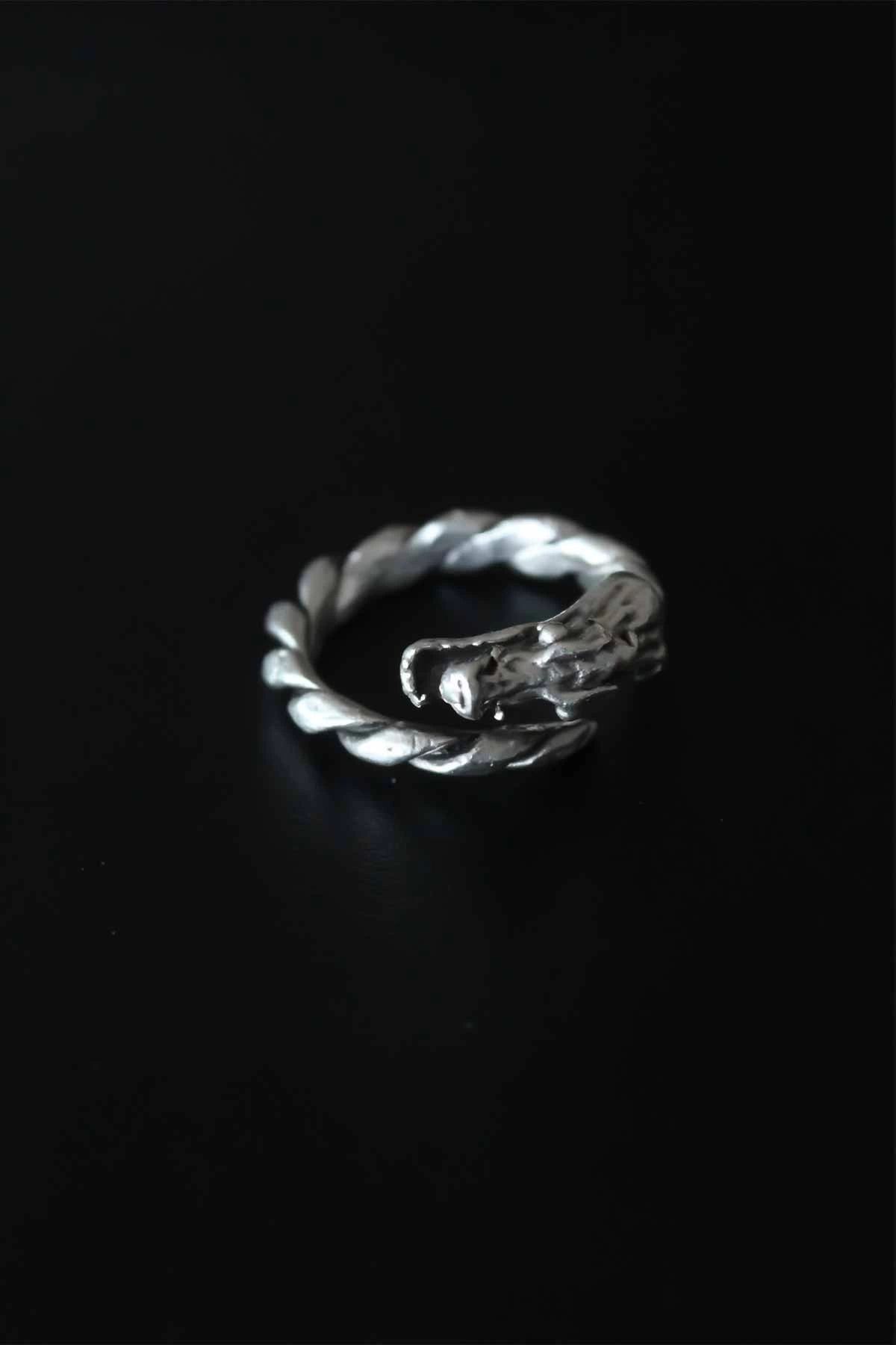 Clariss-Dragon Figure Antique Silver Color Adjustable Men's Ring 1