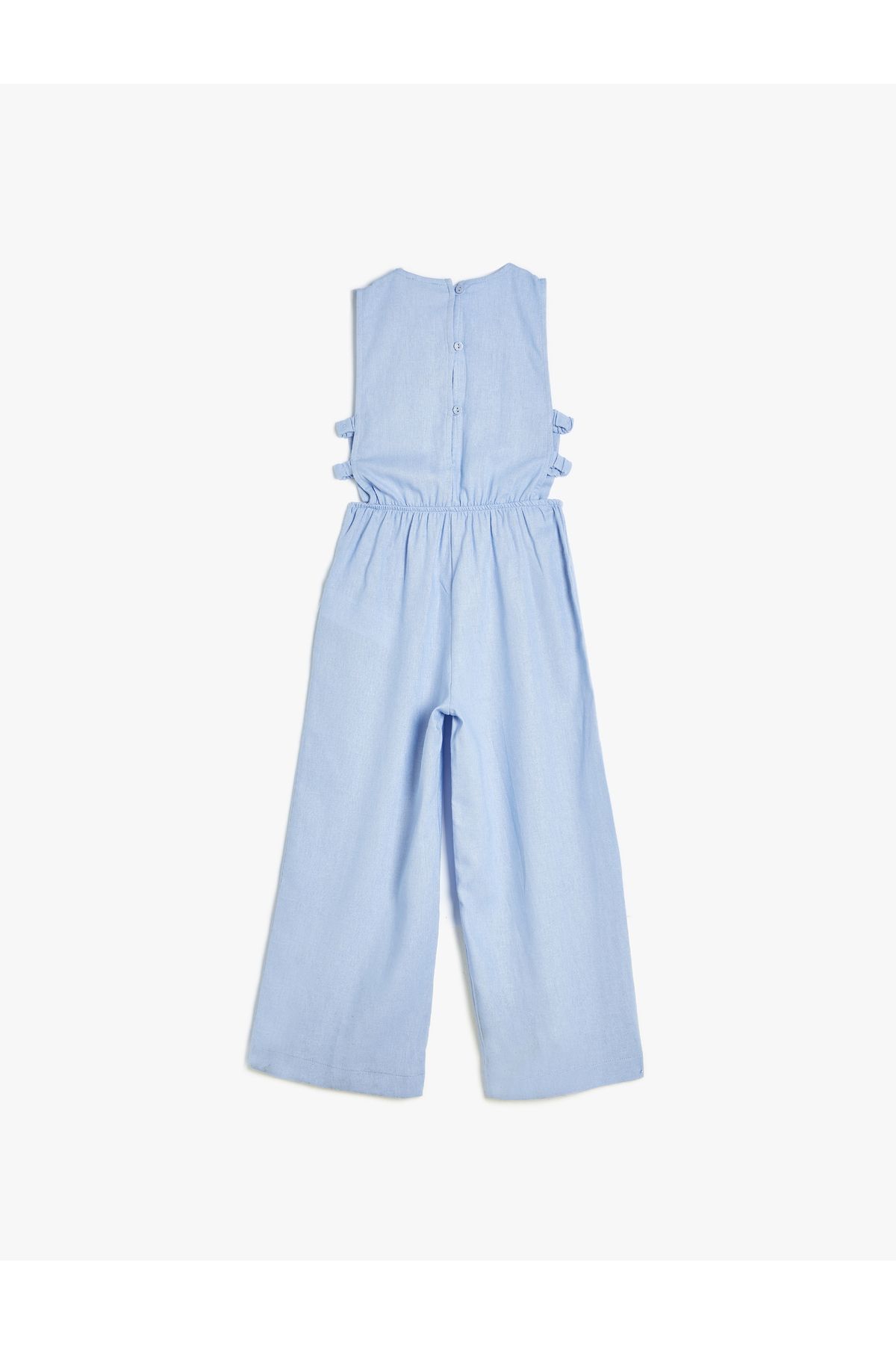 Koton-Full Length Linen Jumpsuit - Sleeveless, Round Neck and Window Detail 2