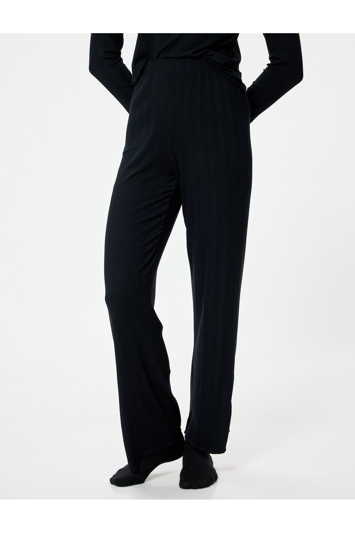 Koton-TextureD MoDal Pajama Bottom - Flat Leg anD StanDarD Waist ELastic 3