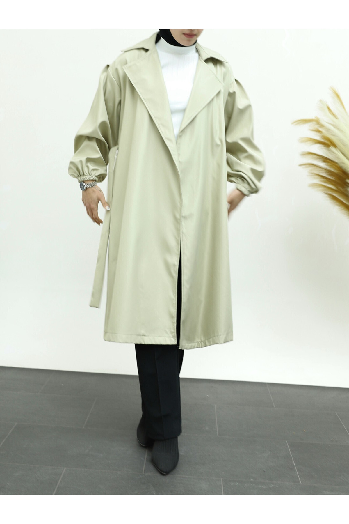 MADAMECİCİ-Belted Standard Bonding Cap Without Buttons 3
