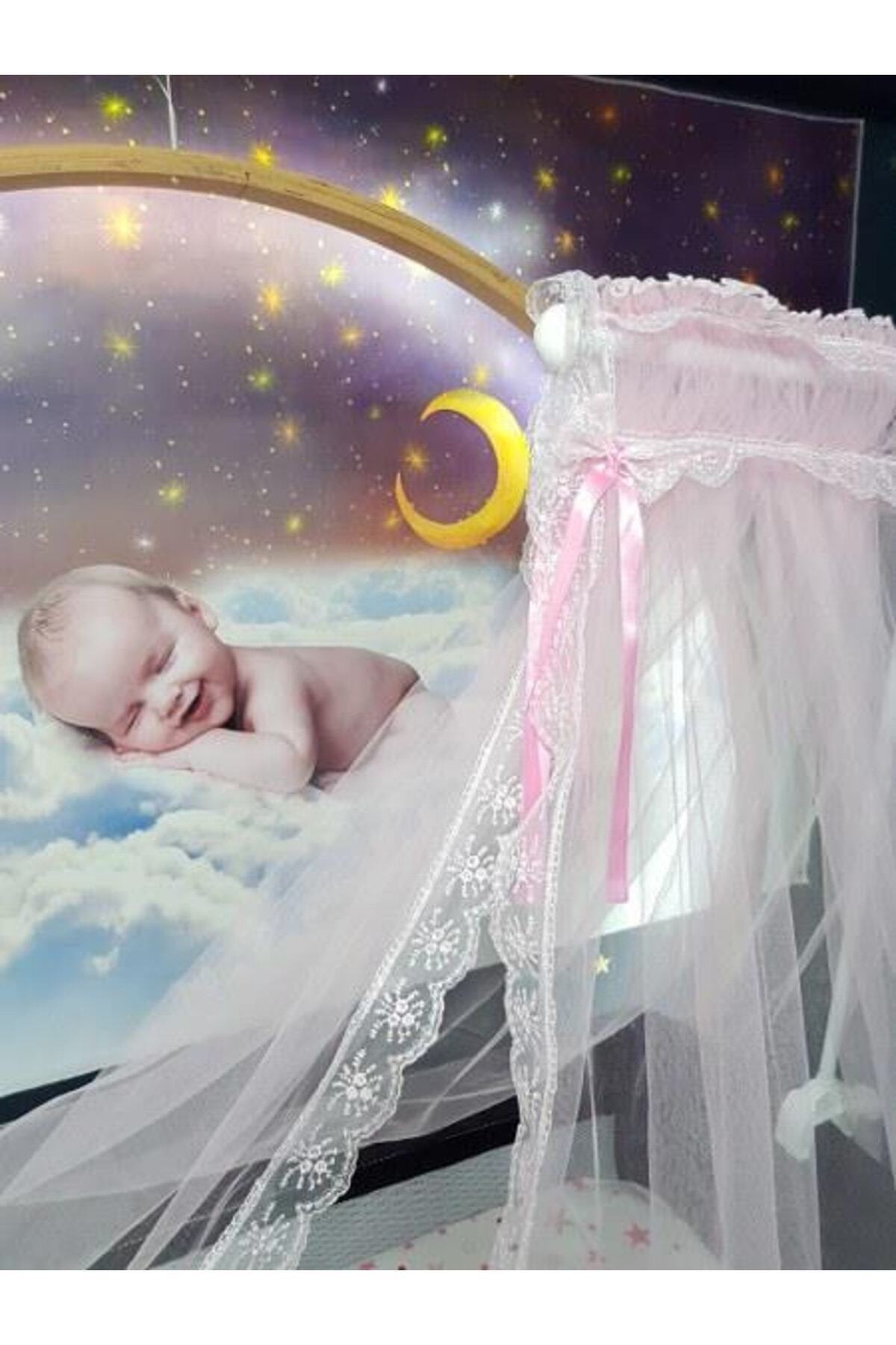 bebek_iklimi Bebek Beşik Cibinlik Takımı - Pembe Güpürlü Hayal Tül (APARAT DAHİLDİR.) fotoğrafı 4 (önizleme)
