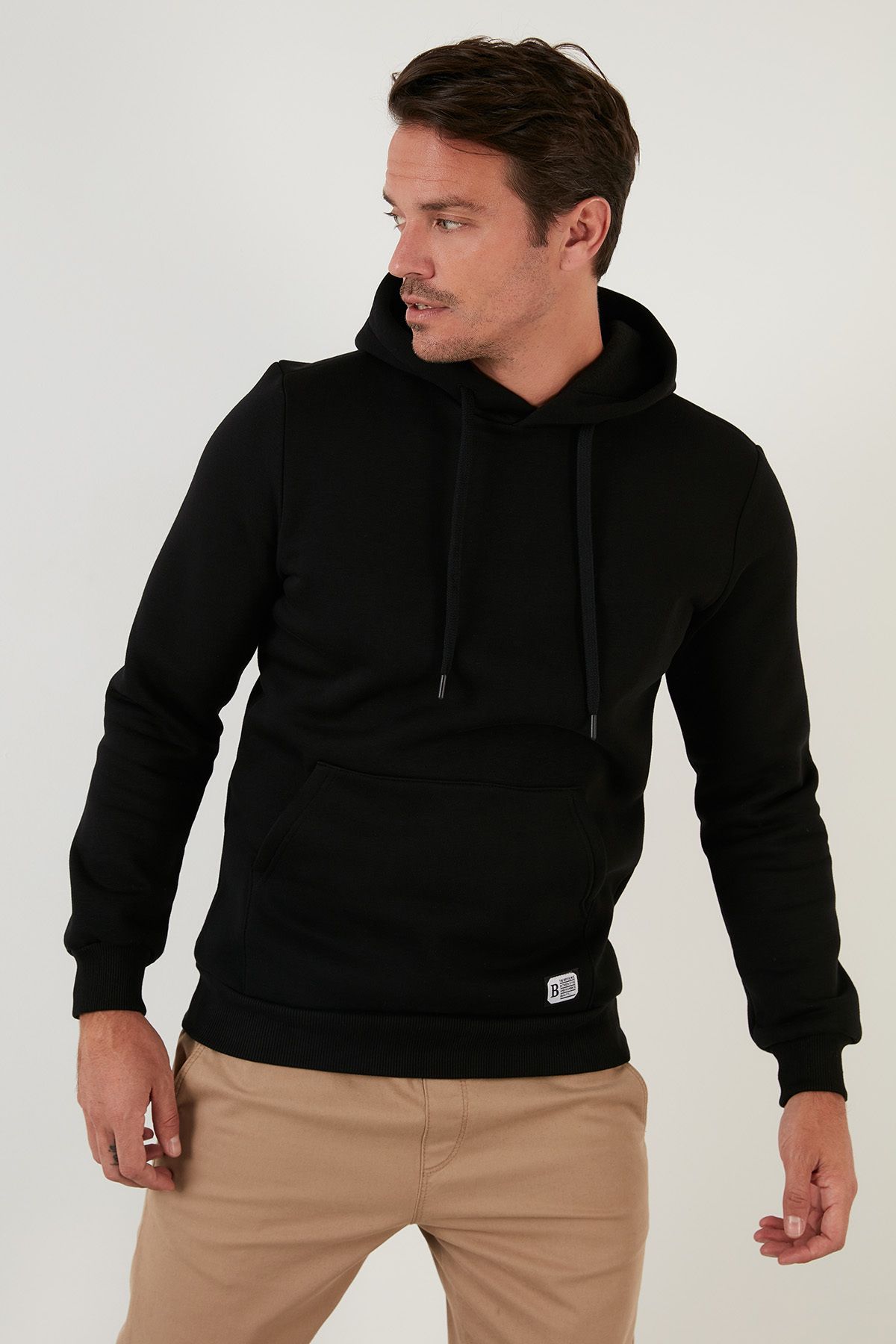 Slim Fit Hooded Kengaroo Pocket Furry Inside Soft Sweat Sweat مردانه 5905281 Buratti